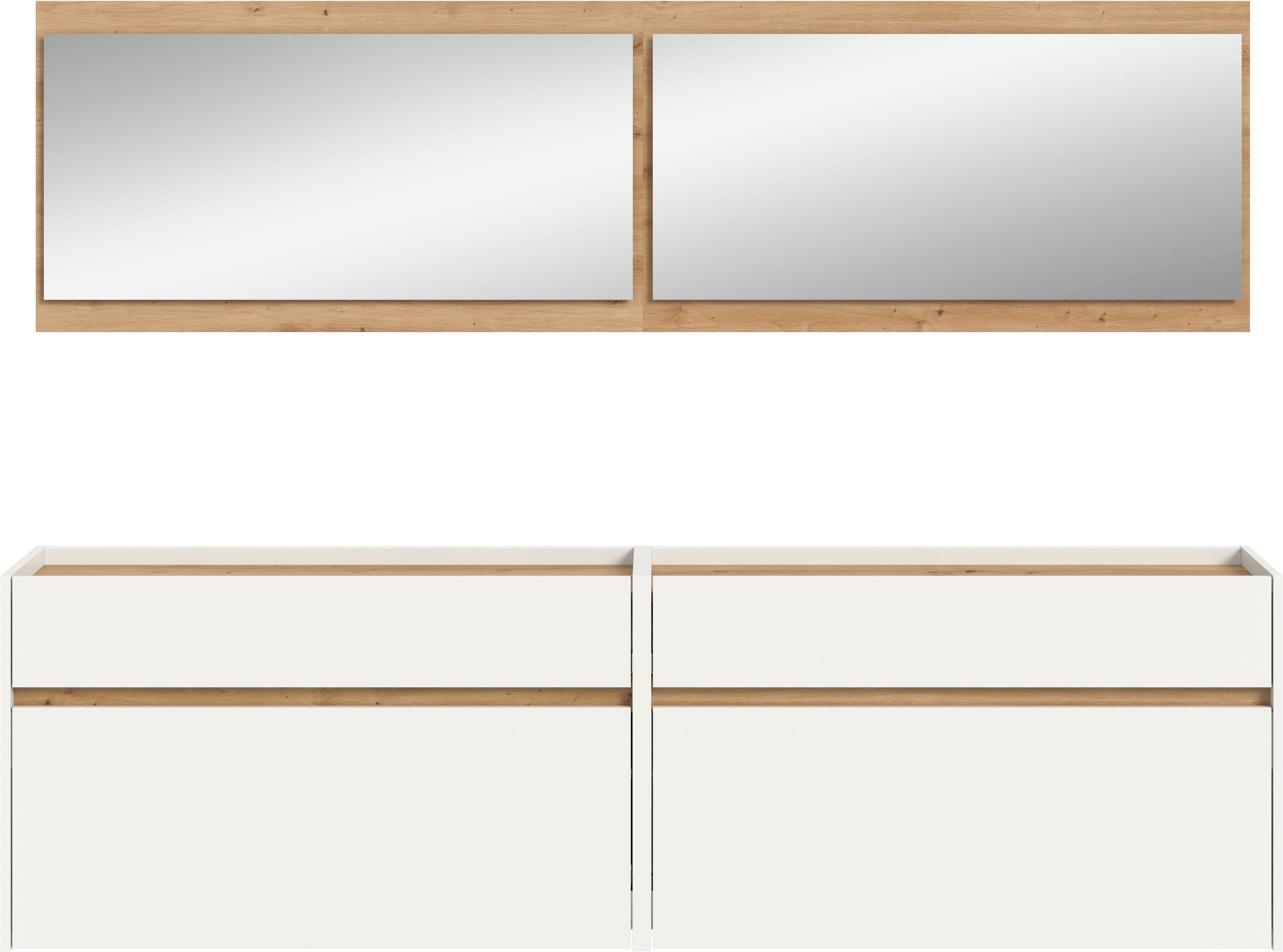 INOSIGN Garderoben-Set »EVRID, 4-teilig, Breite 220 cm, individuell hängbar & erweiterbar« best. aus: 2x Kommode und 2x Spiegel, 4 Stk. tlg.