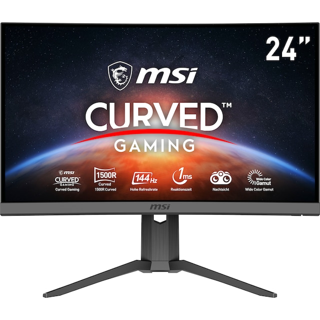 MSI Curved-Gaming-LED-Monitor »Optix G24C6P«, 60 cm/24 Zoll, 1920 x 1080  px, Full HD, 1 ms Reaktionszeit, 144 Hz, höhenverstellbar, 3 Jahre  Herstellergarantie online bestellen
