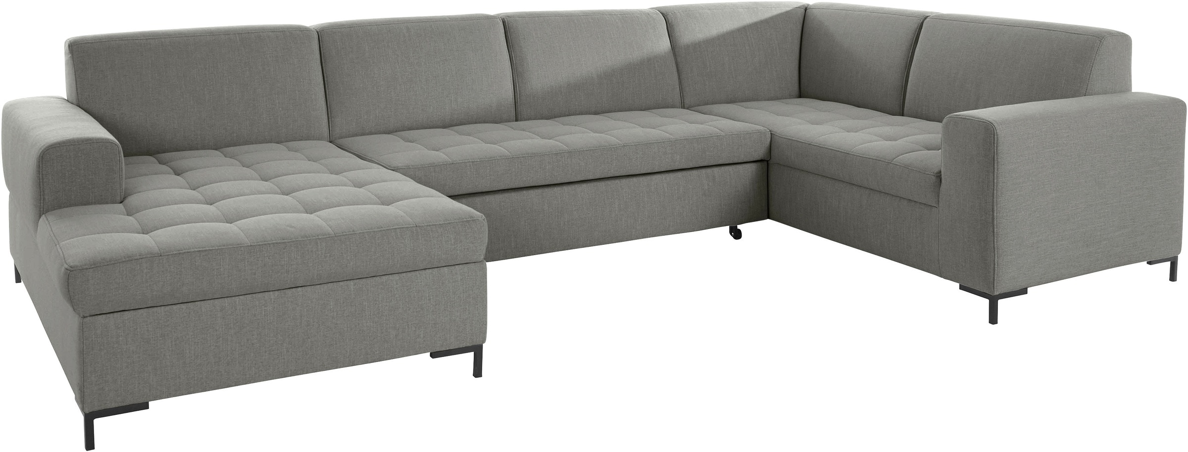 OTTO products Wohnlandschaft »Grazzo, aktuelle Steppung im Sitz, viel Platz, zeitlos, U-Form«, hochwertige Stoffe aus recyceltem Material, Steppung im Sitzbereich