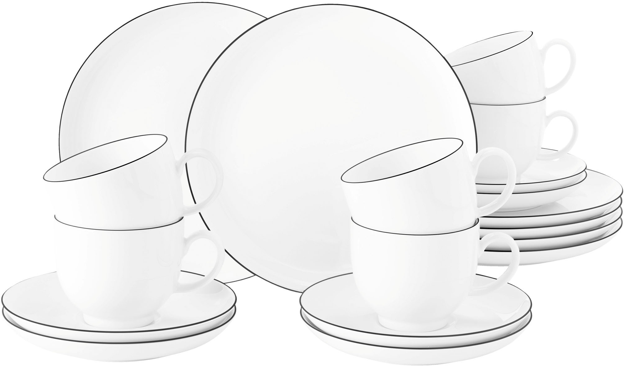 Seltmann Weiden Kaffeeservice »Geschirr-Set, Service Lido Black Line«, (Set günstig online kaufen