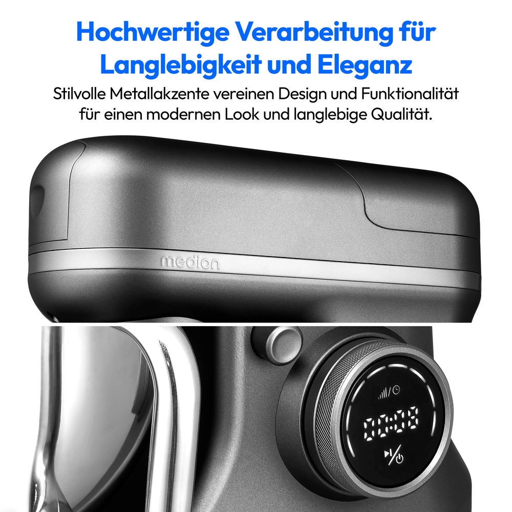 Medion® Küchenmaschine »MD 18442 8 Geschwindigkeitsstufen, titan«, titan