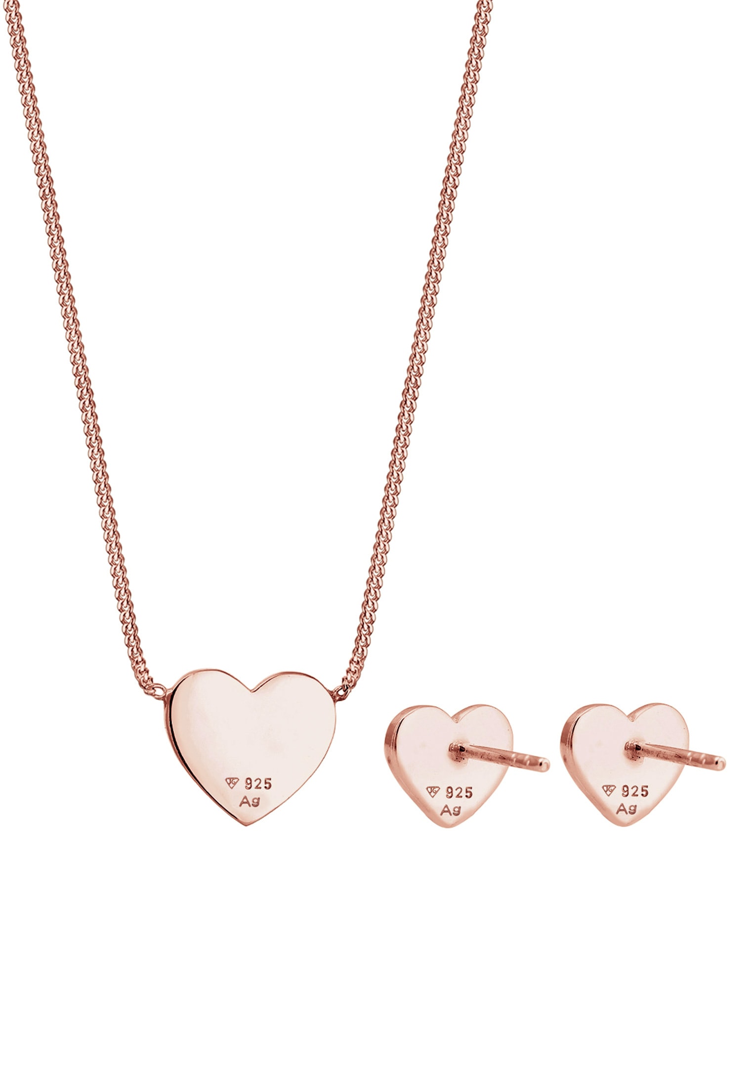 Elli Schmuckset »Herz Glas Kristalle Weiß 925 Sterling Silber«