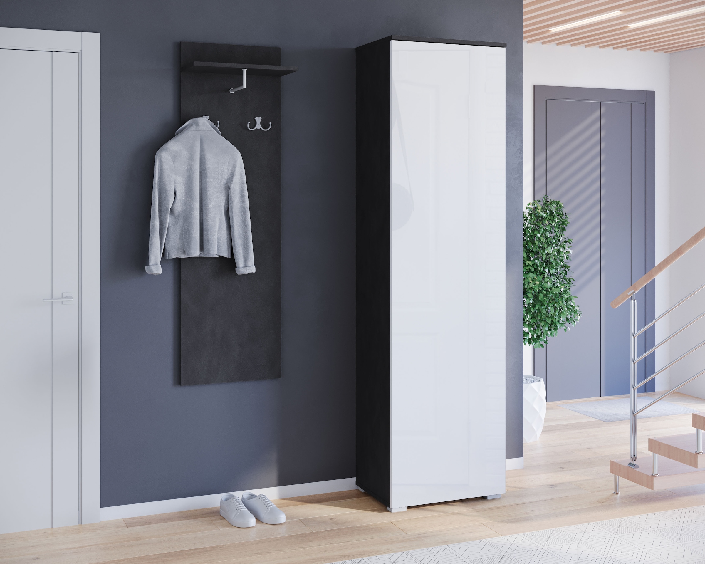 INOSIGN Schuhschrank »Paris, stehend oder hängend montierbar, Türanschlag wechselbar«, moderne Garderobenschrank Höhe 180cm, 6 geräumiger Fächer