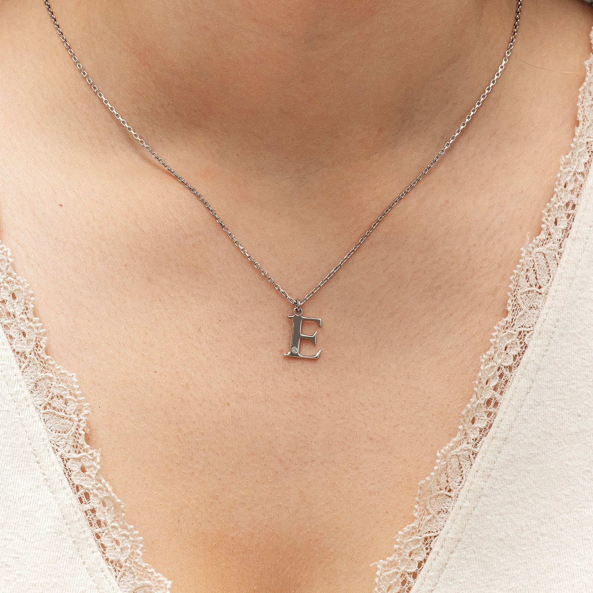 Diamonds by Ellen K. Kette mit Anhänger »Silber 925 mit 1x Diamant 0,008ct. Buchstabe E«