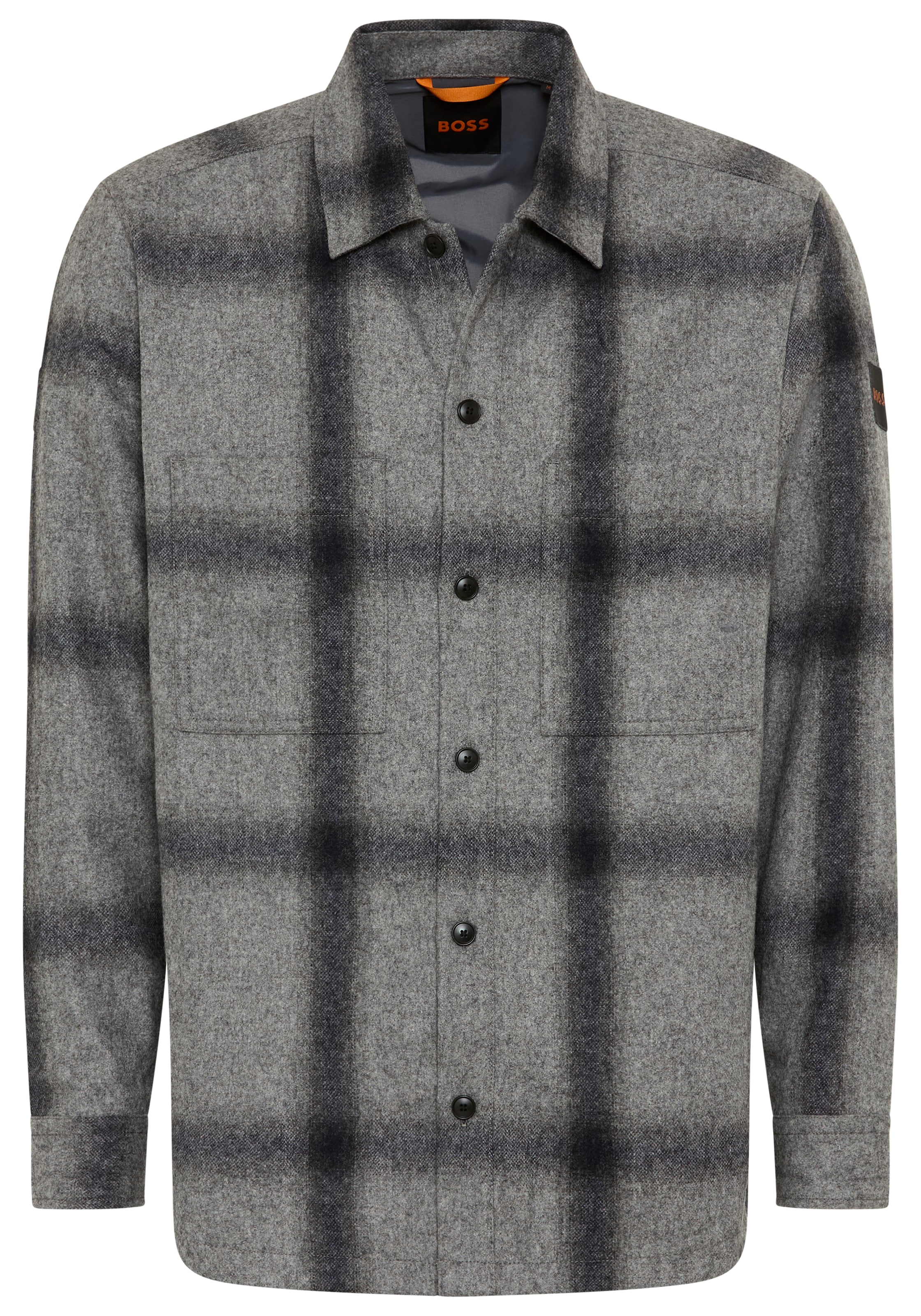 BOSS ORANGE Langarmhemd »Locky« melierte Wollmischung, Karo-Design, oversize fit
