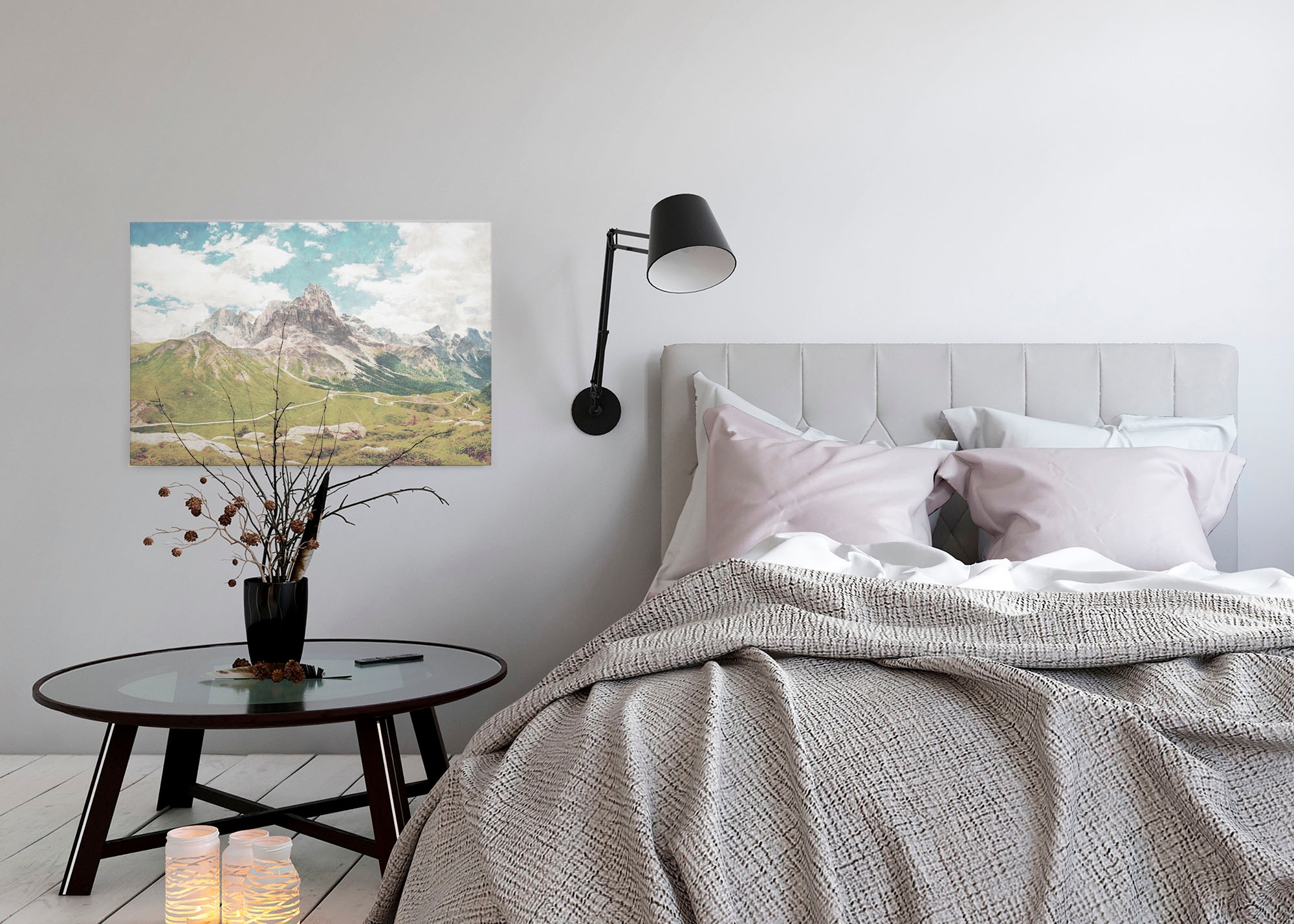 A.S. Création Leinwandbild »dolomiti«, Kunst-Berge-Kinder, (1 St.), Keilrahmen Bild Landschaft Berge Leinwand-Bild Wohnzimmer modern Wand