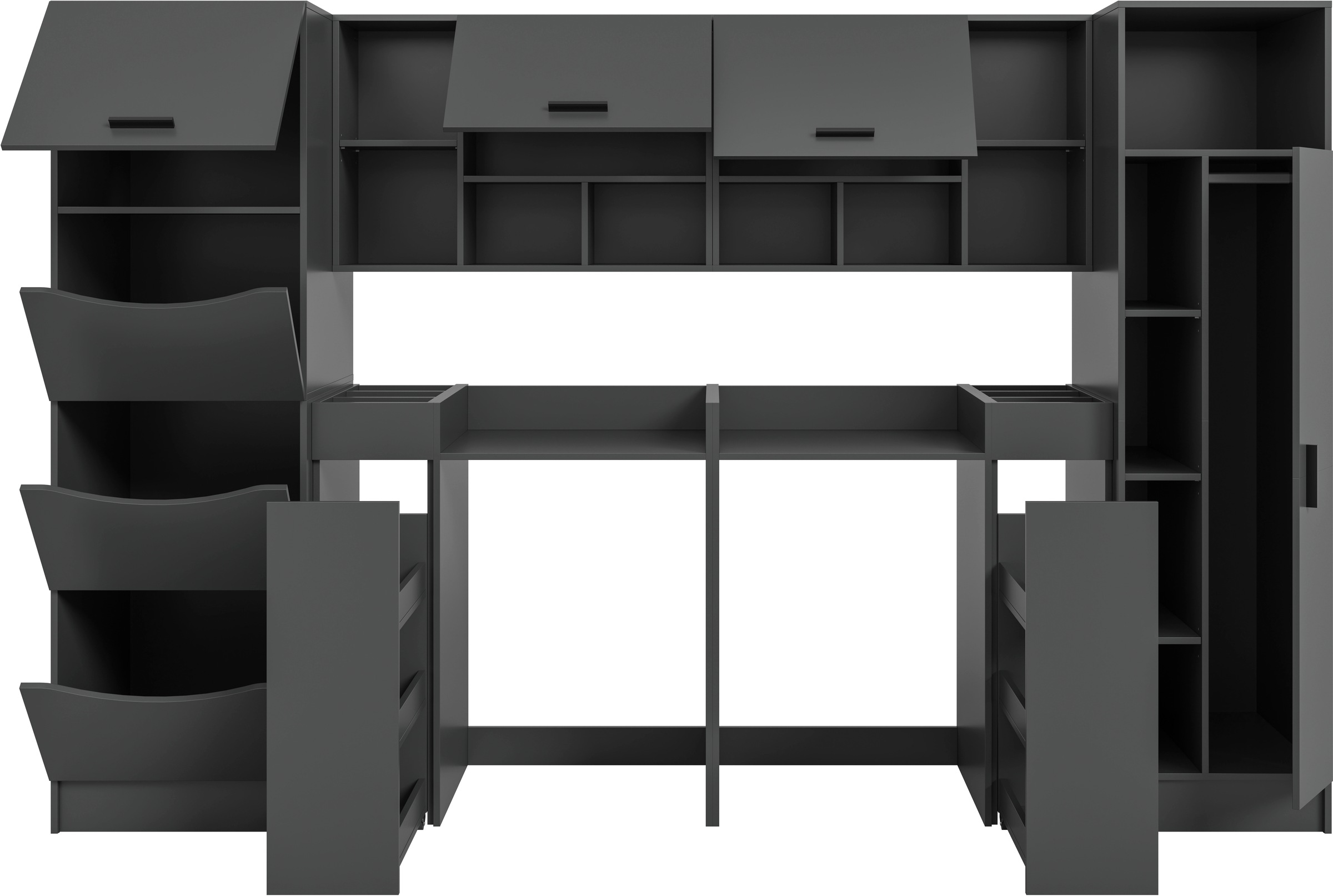 welltime Badmöbel-Set »FALAS, TOPSELLER!, 8-teilig, Hauswirtschaftsraum Set, Breite 300 cm«, (Set, 8 St., Wäscheschrank, Hängeschrank,Standregal, Umbauschrank, Mehrzweckschrank), Kombination, Waschmaschinenumbau, Waschmaschinenschrank, Wäschekammer