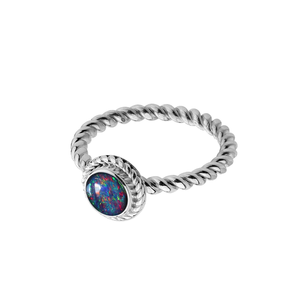 Nenalina Fingerring »Opal-Triplette Geburtsstein Oktober 925 Silber«