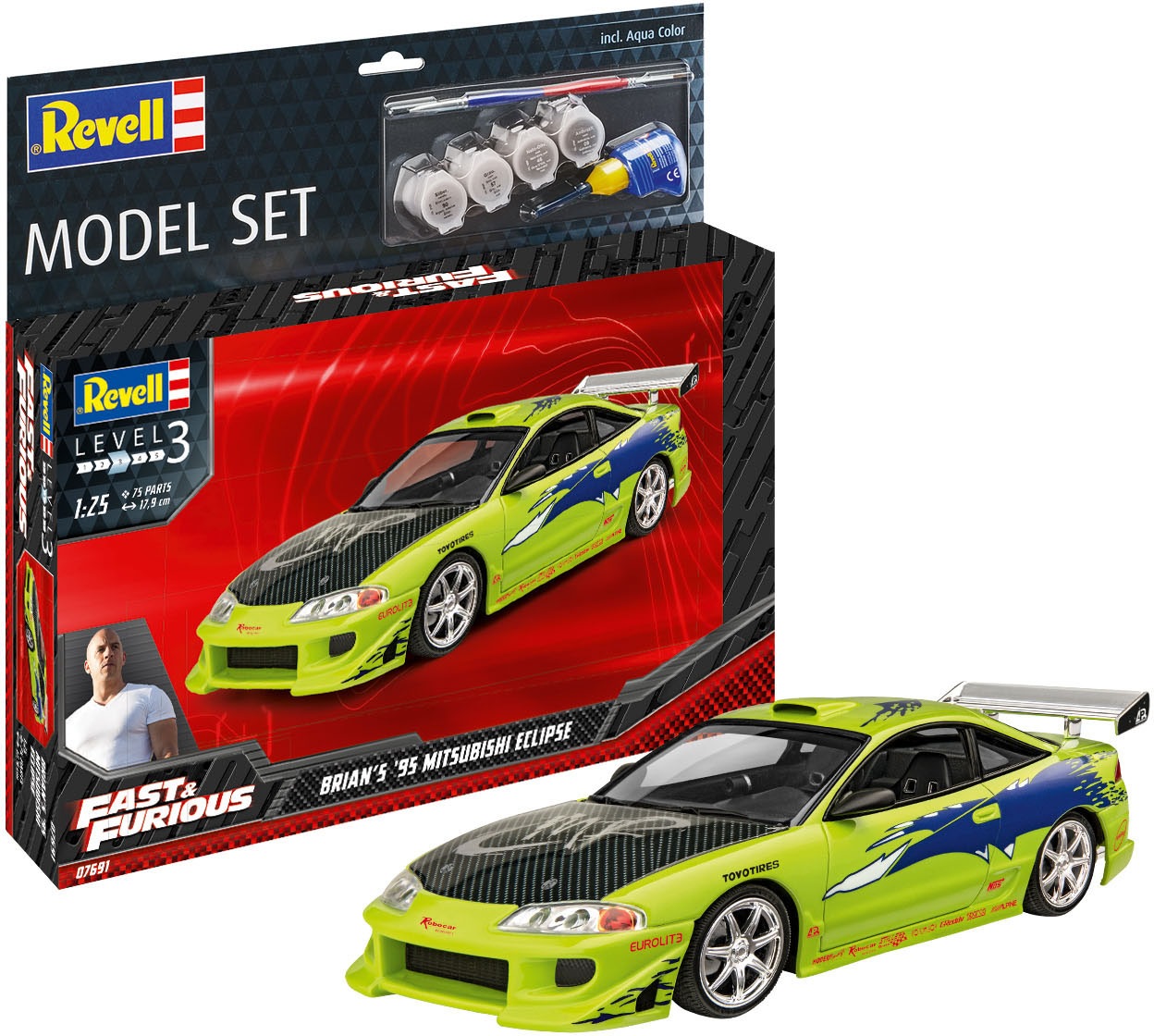 Revell® Modellbausatz »Fast & Furious - Brians 1995 Mitsubishi Eclipse«, 1:25