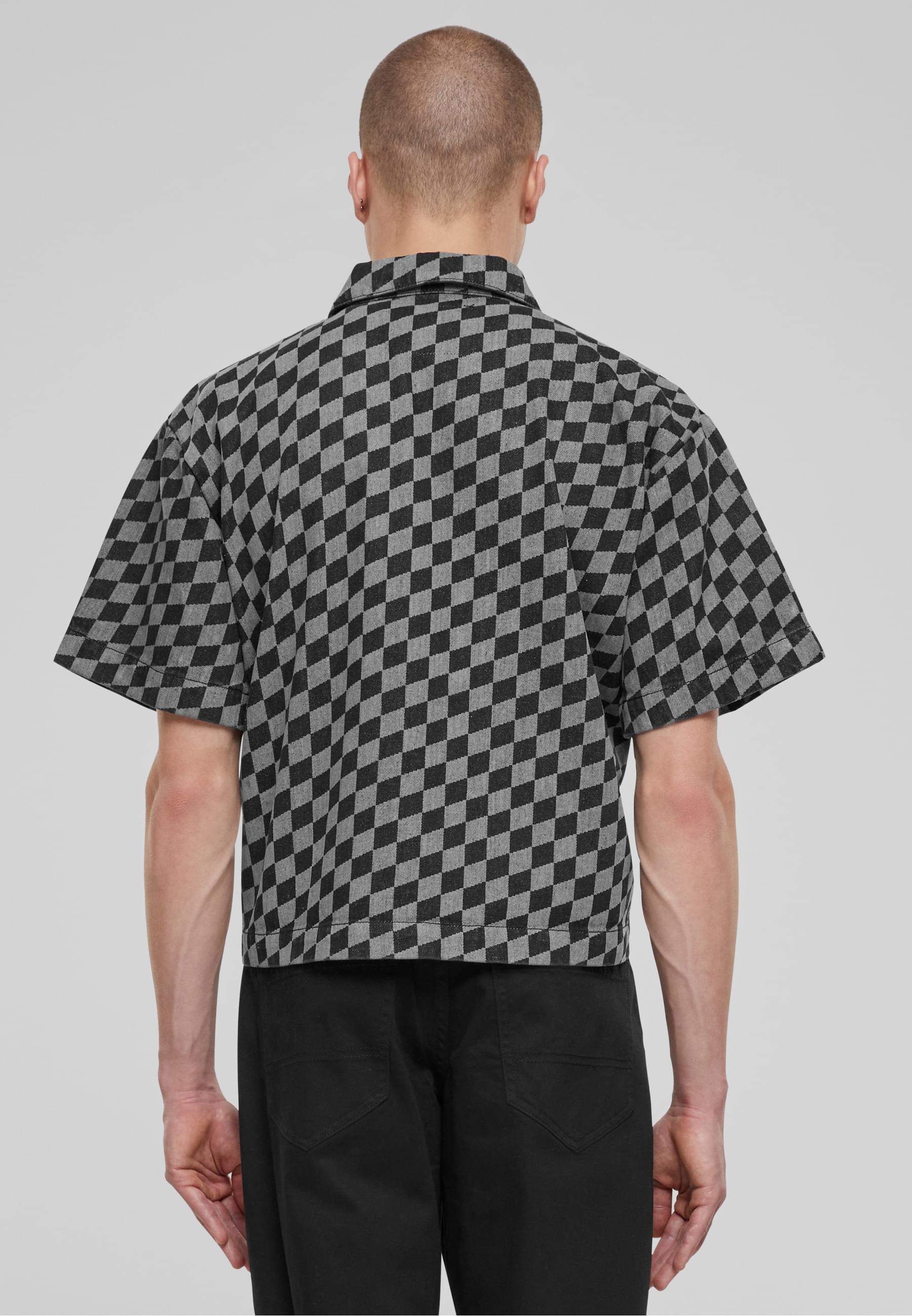URBAN CLASSICS Langarm-Poloshirt »Urban Classics Laser Check Printed Boxy Shirt« 1 Stk. tlg.