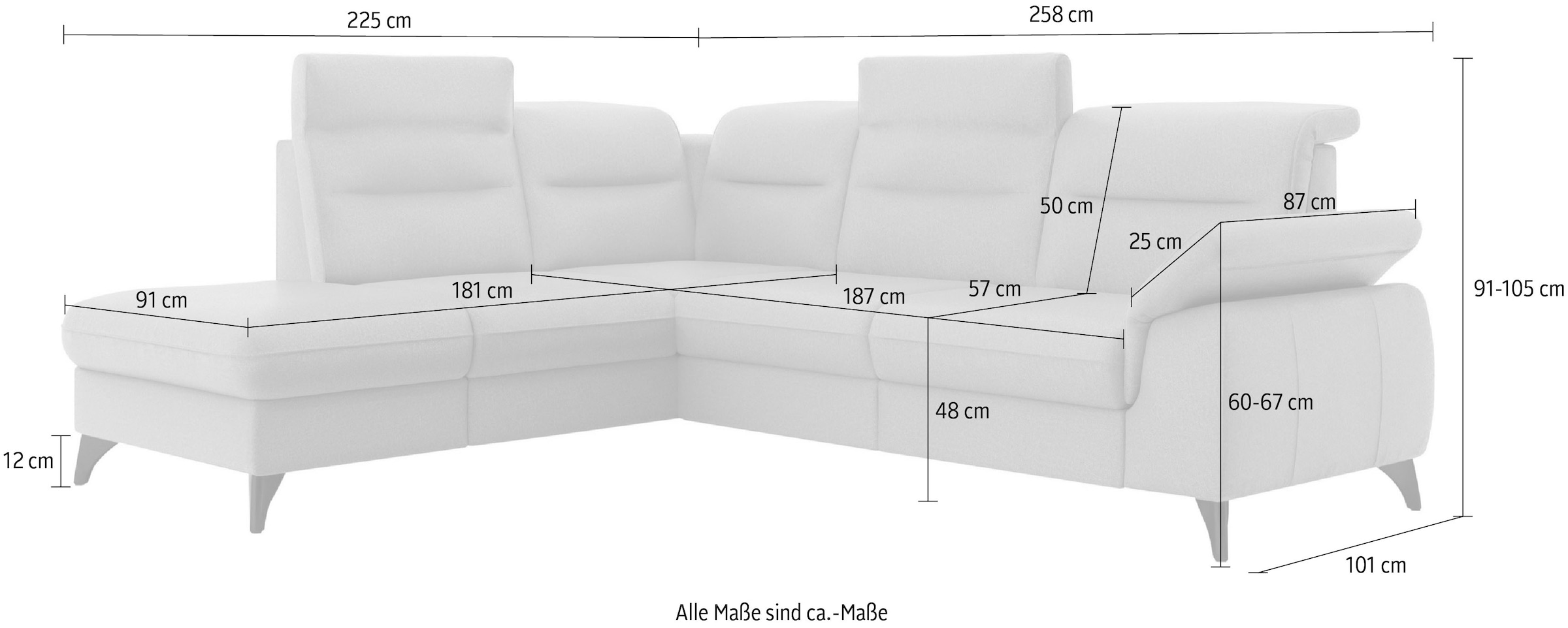 sit&more Ecksofa »Astoria L-Form«, wahlweise mit motorischer Relaxfunktion