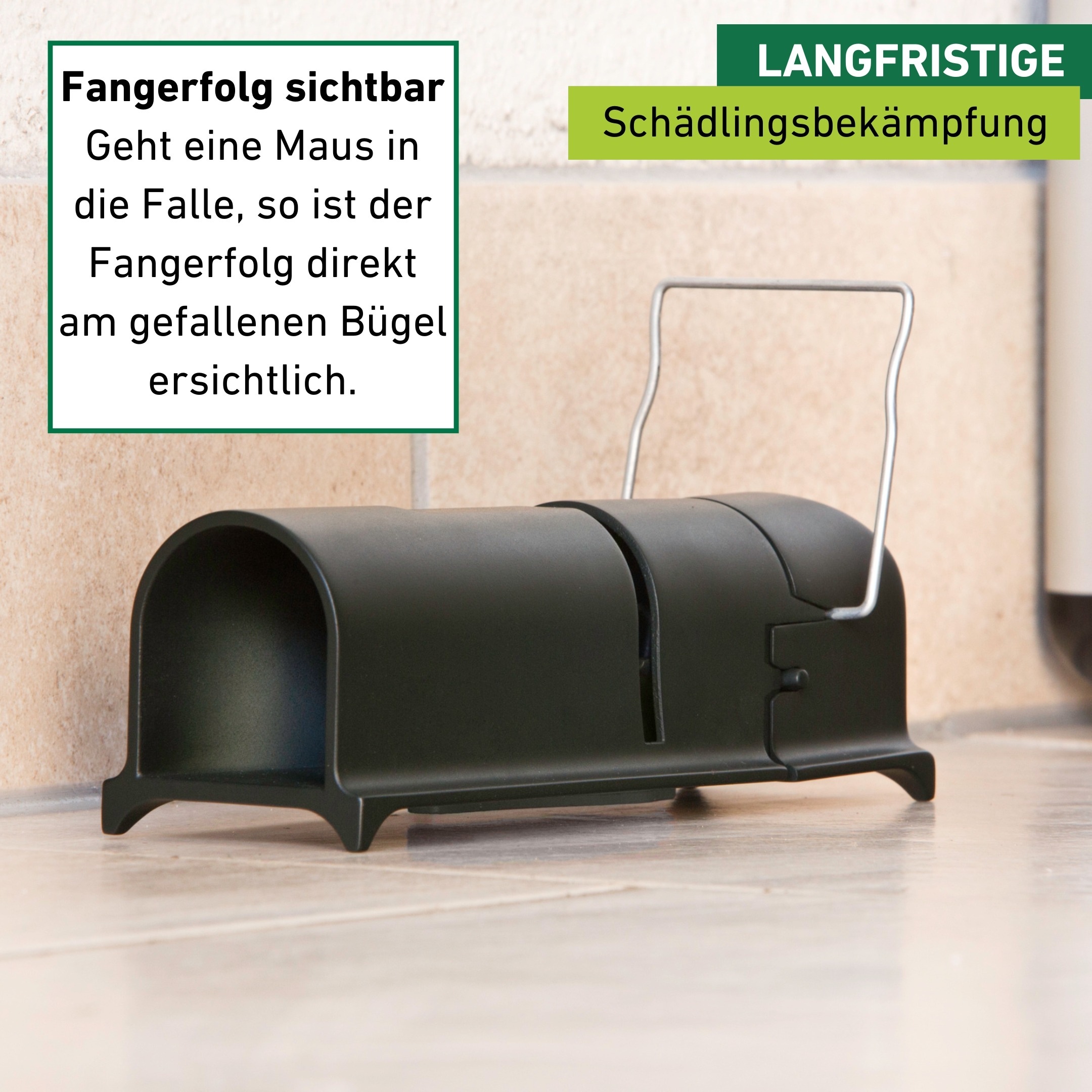 Windhager Schlagfalle »secret catch trap, Mausefalle mit sichtbarem Fangerfolg« Schädlingsbekämpfung wiederverwendbar, Mäuseköder, schwarz