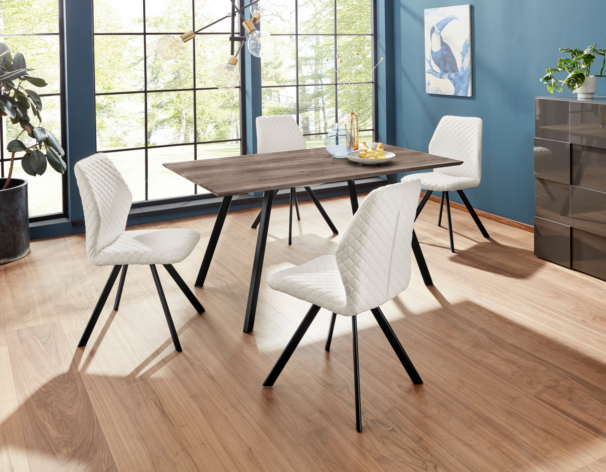 INOSIGN Essgruppe »Tristan & Isobel« 5 Stk. tlg. Stühle mit Rautensteppung günstig online kaufen