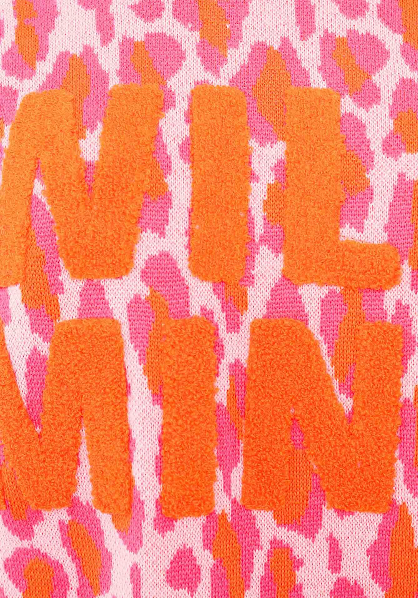 Zwillingsherz Rundhalspullover »"Leo-Wild Mind"« Animal-Muster, Neon-Schriftzug, Rundhalsausschnitt, langärmelig