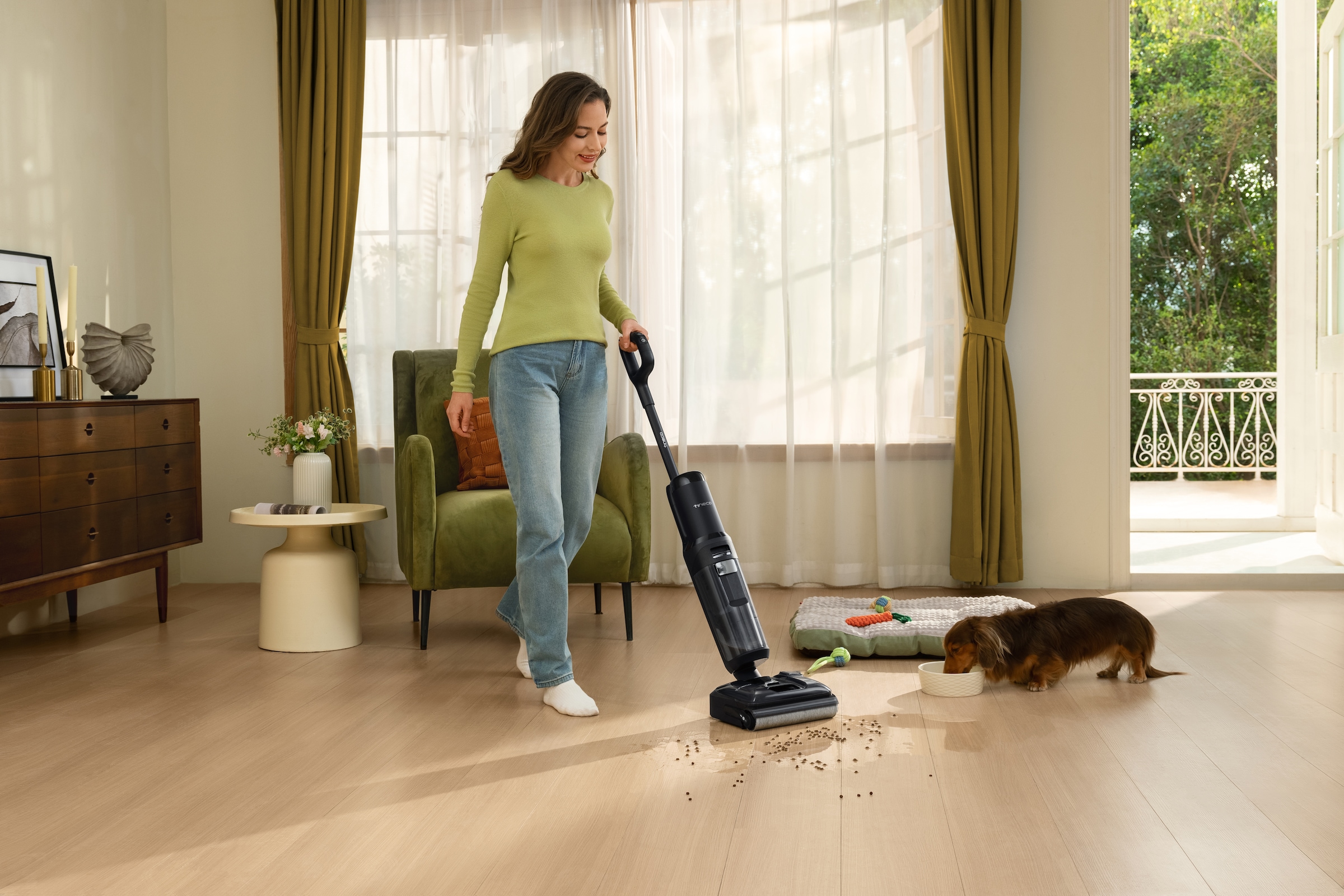 Tineco Nass-Trocken-Sauger »Floor One S7 Stretch, 85° Grad Heißluft-Trocknung, 180° Grad Neigung«, 50 Min Akku, automatische Anpassung der Saugleistung, Tierhaarfilter