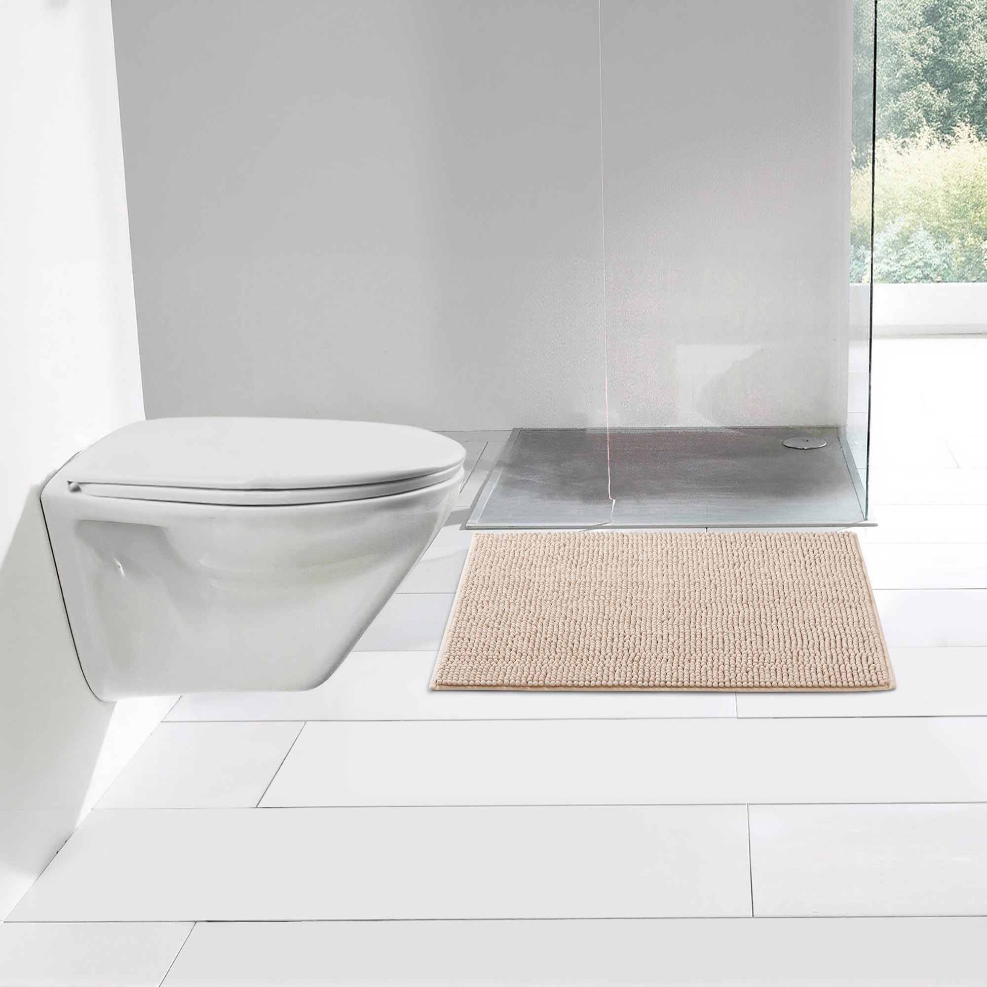 my home Badematte »Vanessa Chenille, Badvorleger, Badezimmer Teppich, Duschvorleger«, beidseitig nutzbar-strapazierfähig-fußbodenheizungsgeeignet-schnell trocknend, Uni Farben, besonders weich