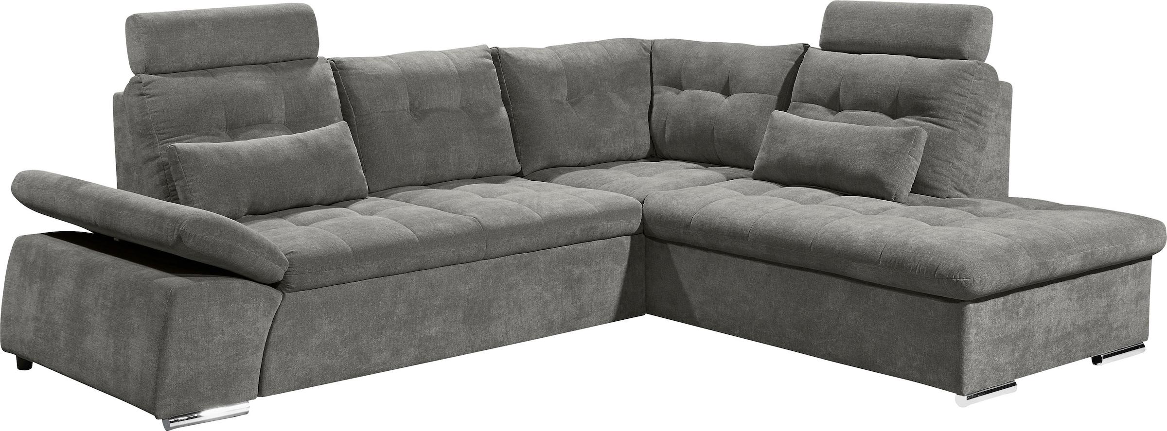 ED EXCITING DESIGN Ecksofa »Nalo L-Form« mit Bettfunktion, Armteilverstellung, Kopfstützen & 2 Nierenkissen