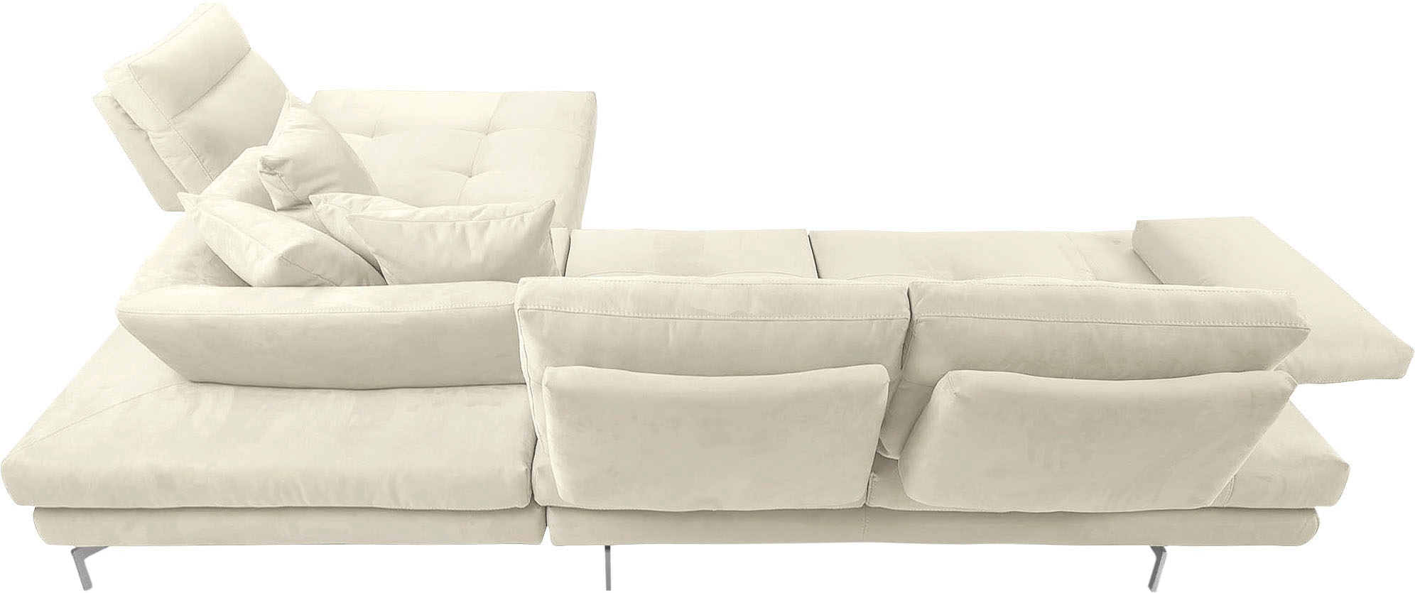 CALIA ITALIA Ecksofa »Toby Wing, L-Form, Designsofa mit sensationellem Sitzkomfort«, Sitztiefenverstell.,wahlw. mit Kissen-Set, Füße chrom glänzend