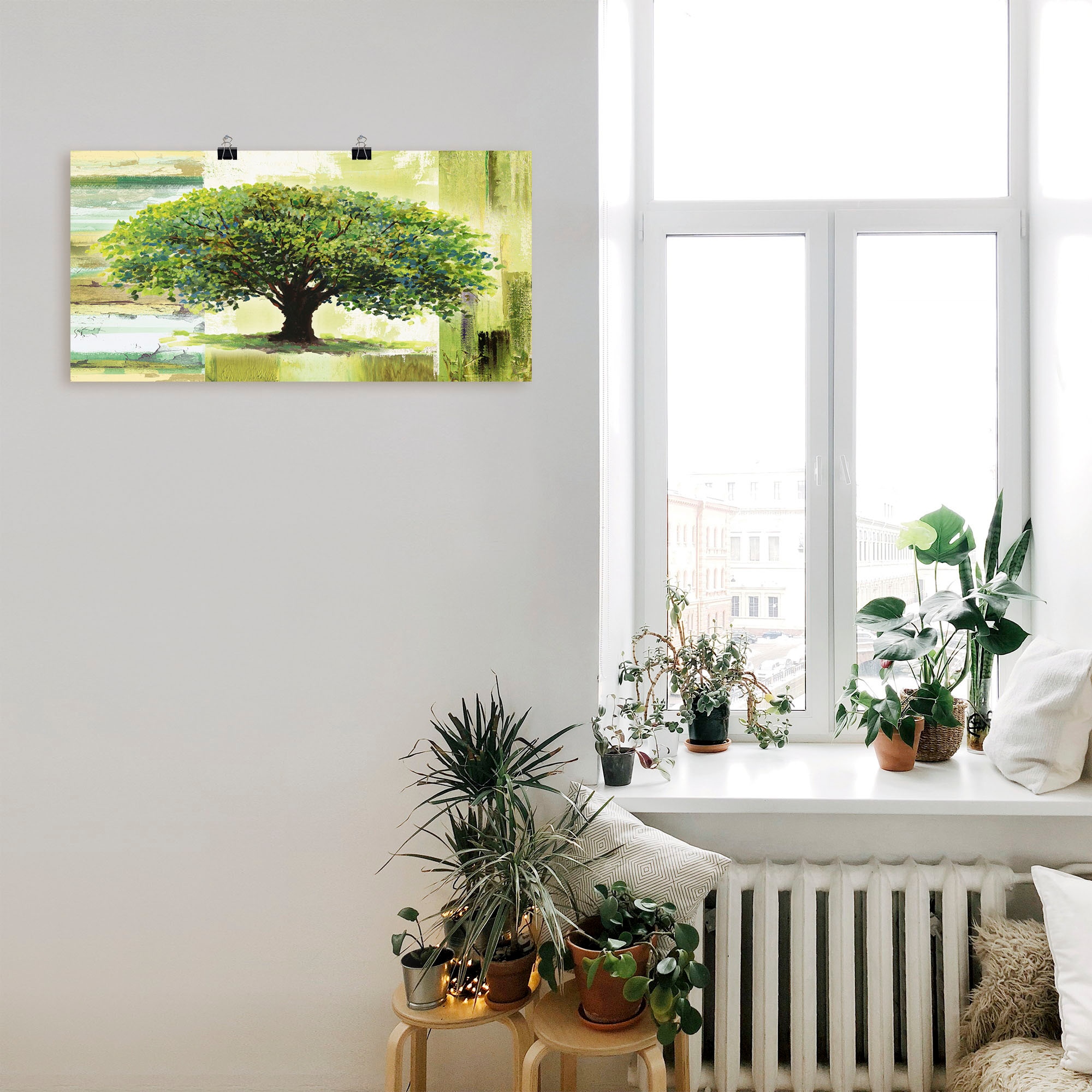 Artland Wandbild »Frühlingsbaum auf abstraktem Hintergrund«, Bäume, (1 St.), als Alubild, Outdoorbild, Leinwandbild, Poster in verschied. Größen