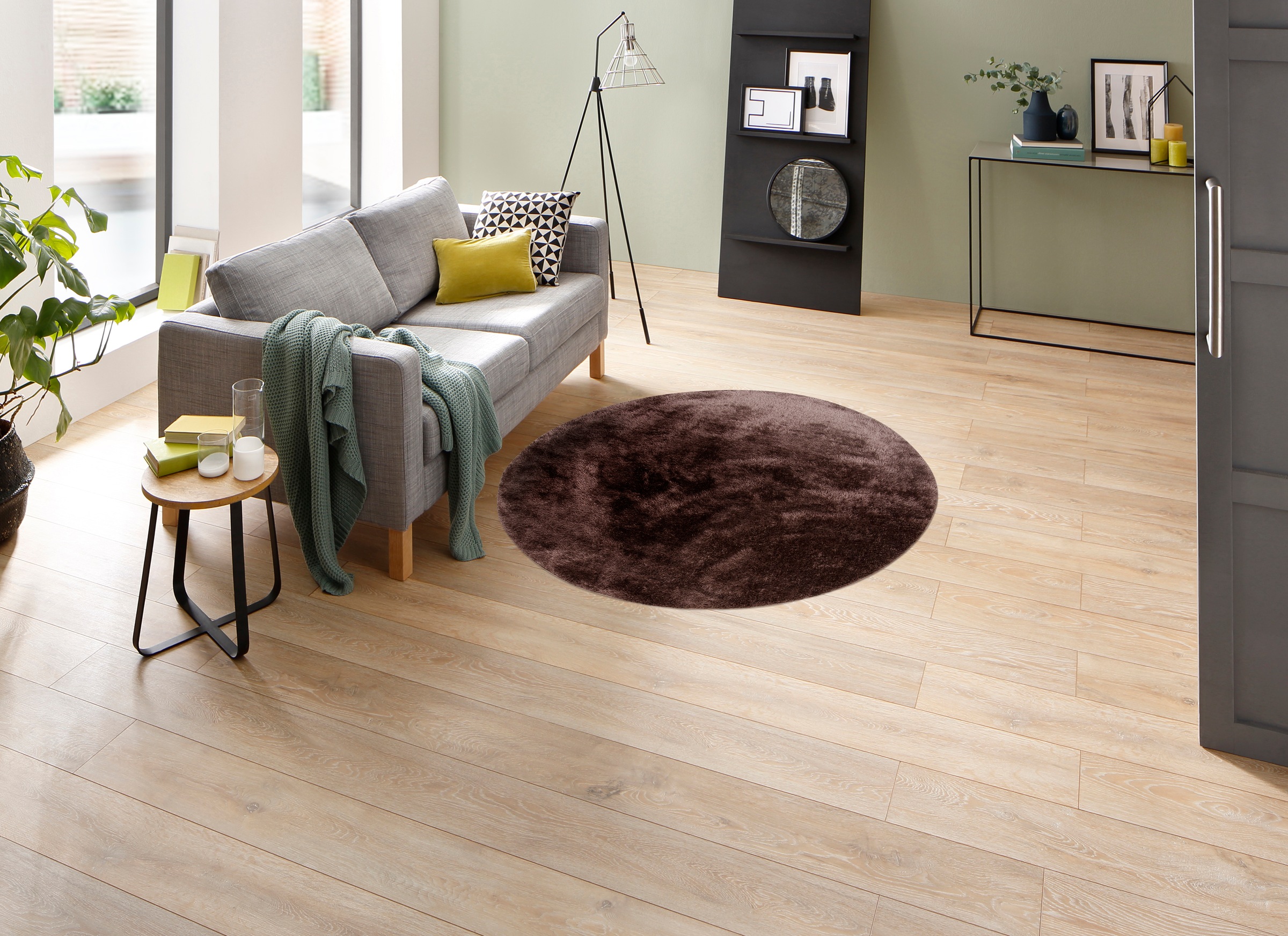 my home Hochflor-Teppich »Mikro Soft Ideal«, rund, 30 mm Höhe, Mikrofaser, extra flauschig, weich, pflegeleicht, elegant, Uni