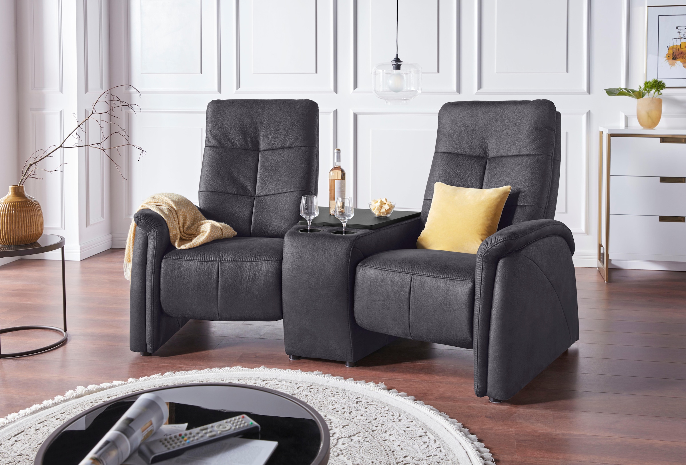 exxpo - sofa fashion 2-Sitzer »Tivoli, Kinosofa mit Relaxfunktion, mit Ablagetisch und Stauraum«, bequem und komfortabel