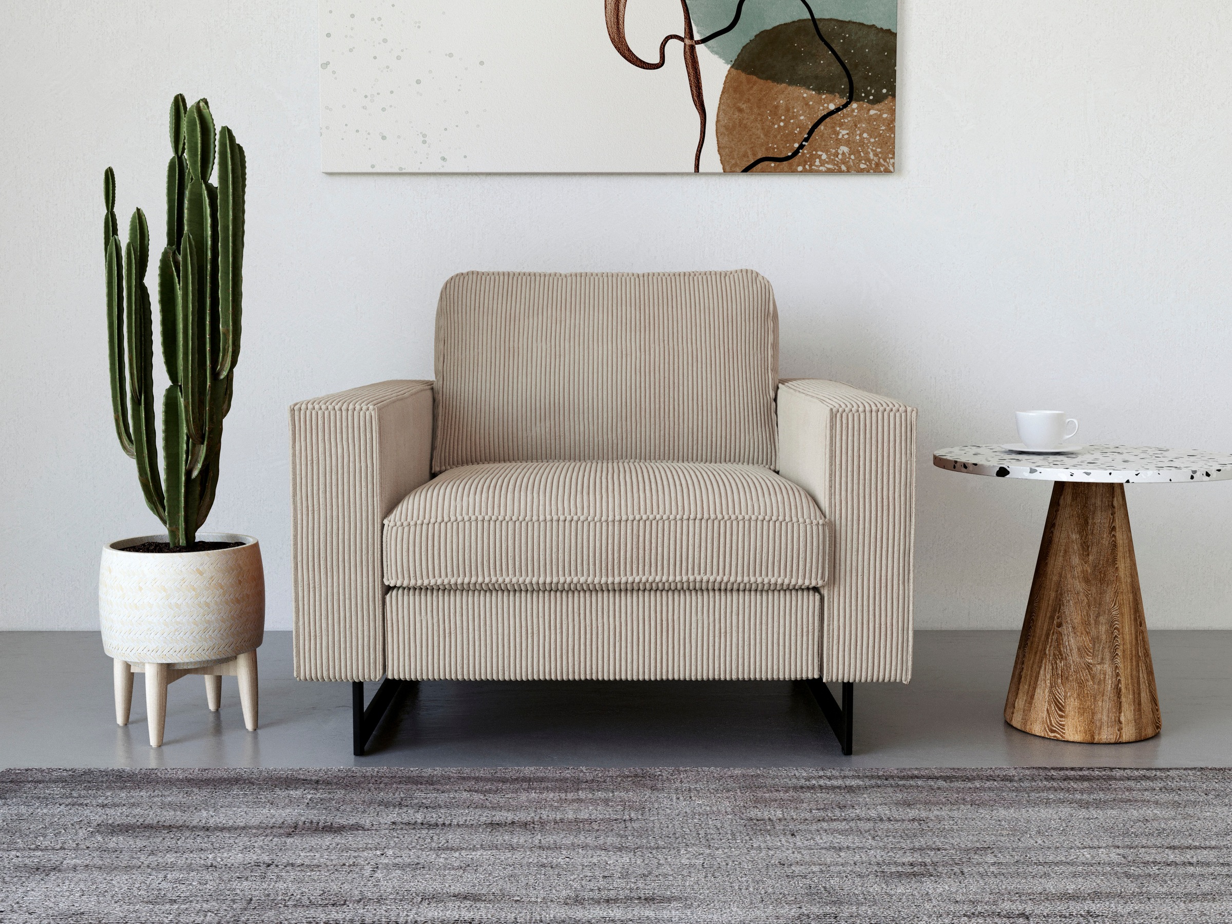 Places of Style Loveseat »Pinto 105 cm, Cord, Chenille, Lederoptik«, mit Ke günstig online kaufen