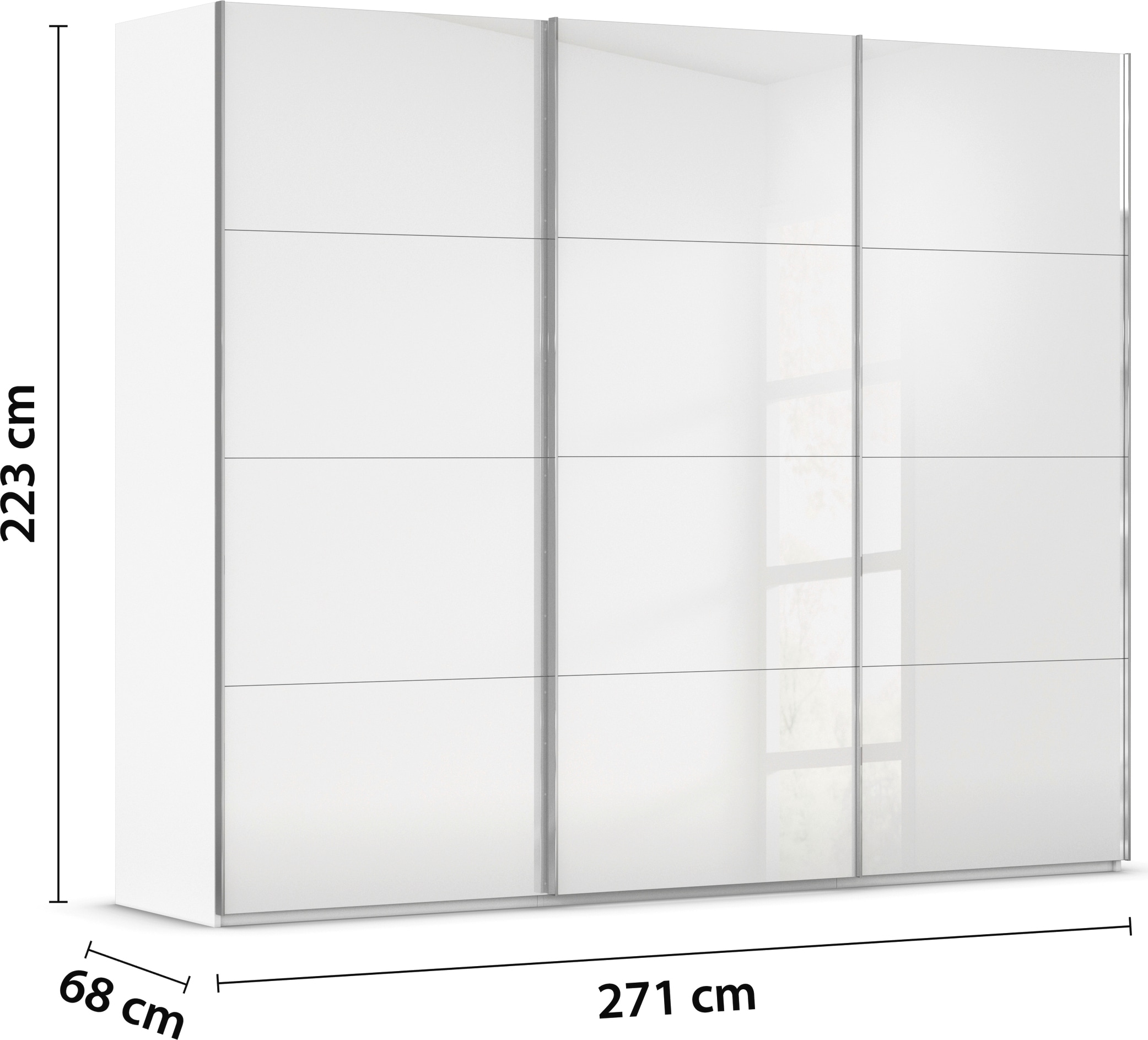 rauch Schwebetürenschrank »Kleiderschrank Schrank Garderobe Schlafzimmerschrank SCALE-FYRA«, edle viergeteilte Türen mit Glas-Front viele Farben MADE IN GERMANY