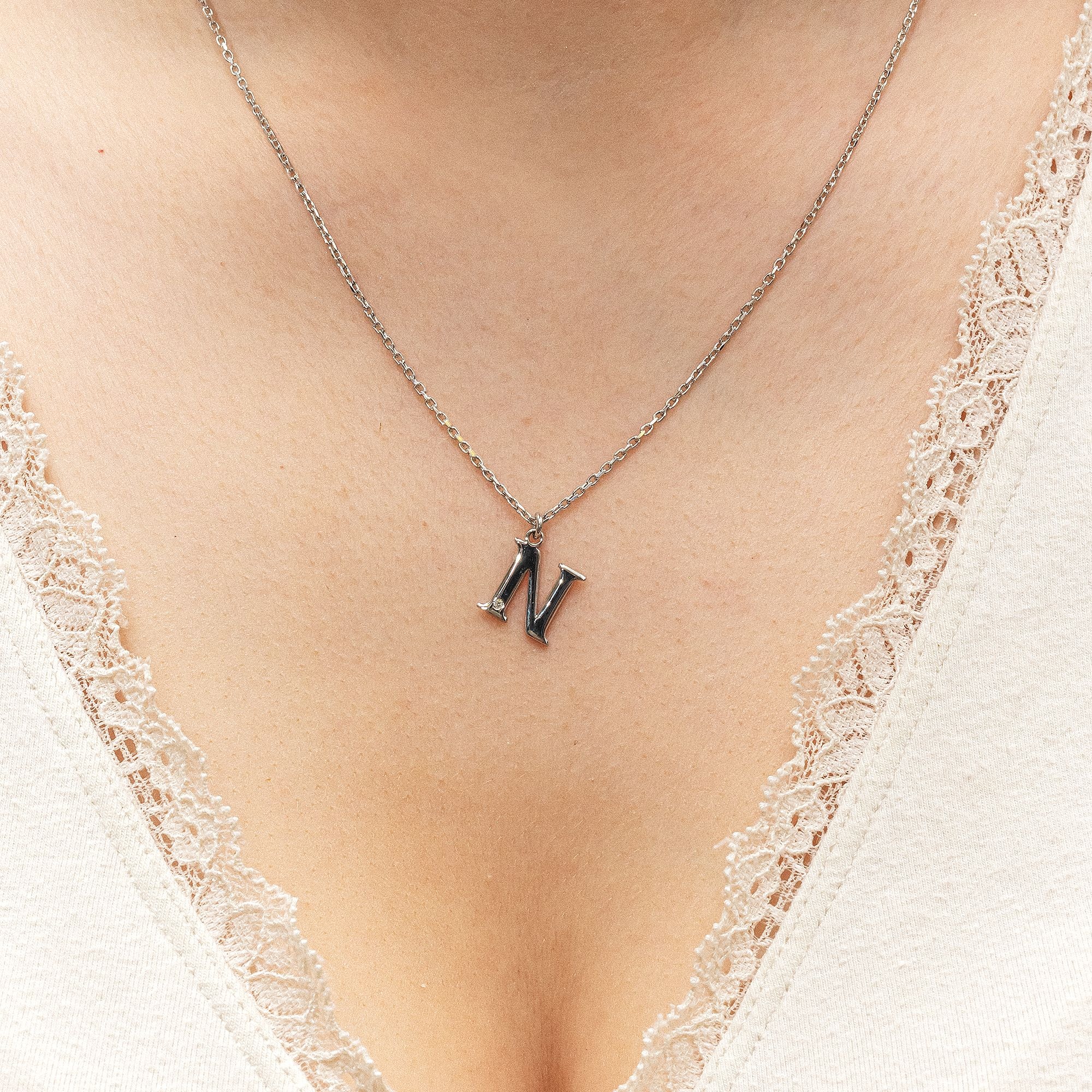 Diamonds by Ellen K. Kette mit Anhänger »Silber 925 mit 1x Diamant 0,008ct. Buchstabe N«