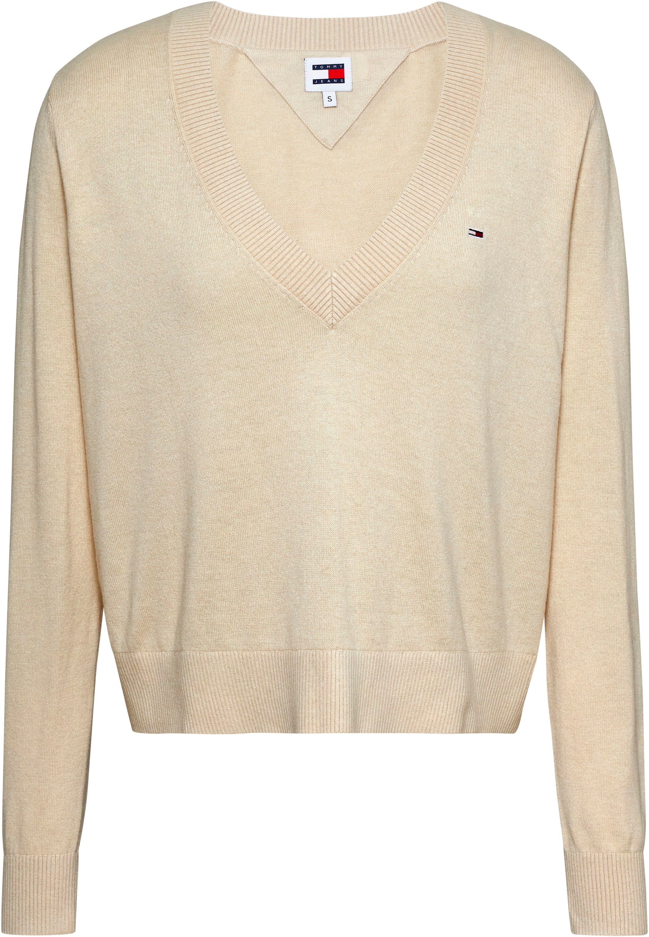 Tommy Jeans V-Ausschnitt-Pullover »TJW ESSENTIAL VNECK SWEATER EXT«, mit Logostickerei