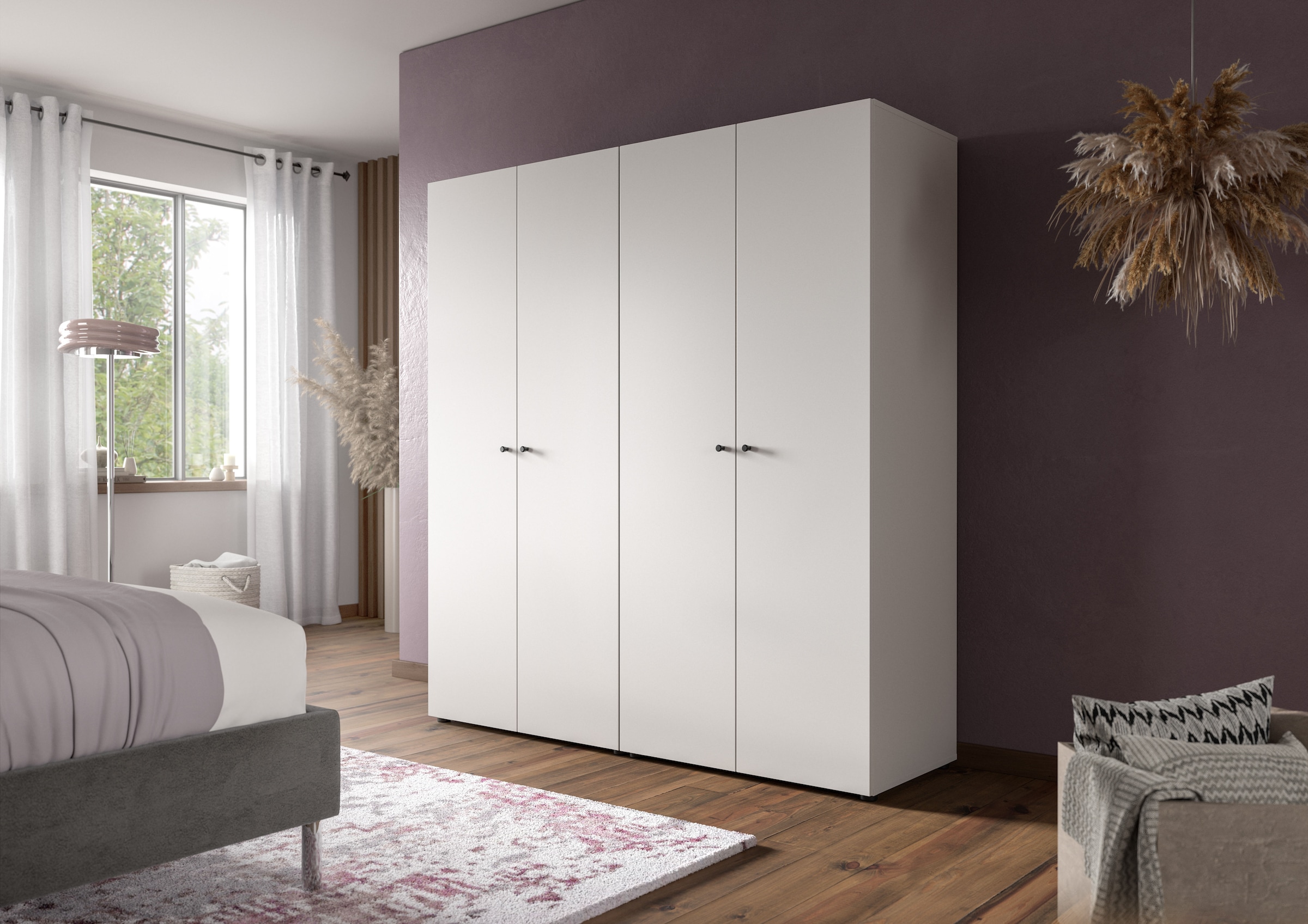 Home affaire Kleiderschrank »BILLINGS, TOPSELLER!, Schlafzimmerschrank, Schrank, Garderobenschrank« OTTO BESTSELLER, Garderobe & Schlafzimmer,  Breite 160cm, weiß, 4-türig, inkl. 2 Kleiderstangen und 2 Ablageböden