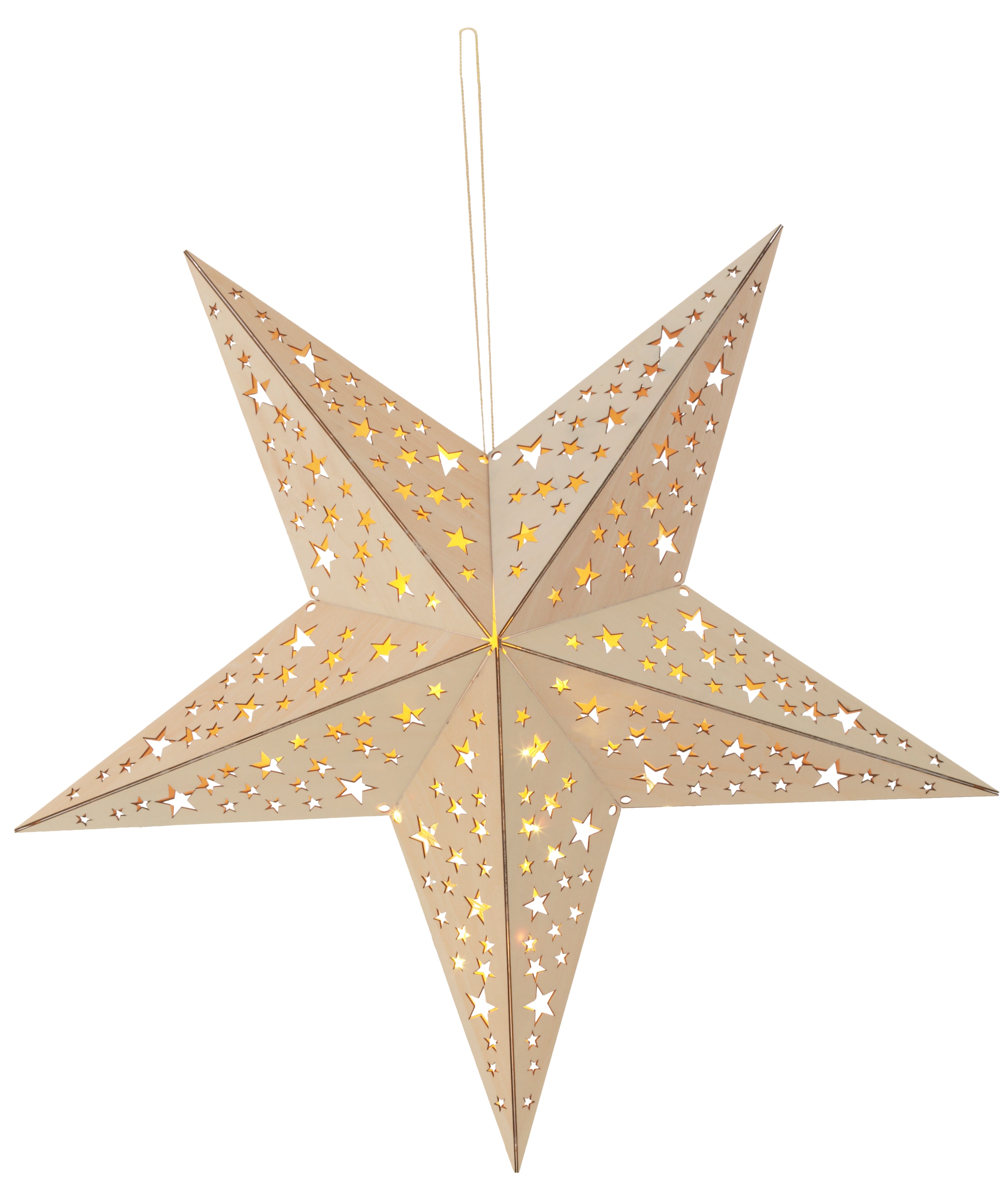 BONETTI LED Stern »Weihnachtsstern«, 10 flammig-flammig, aus Holz, mit  Lichterkette, Weihnachtsdeko auf Raten bestellen