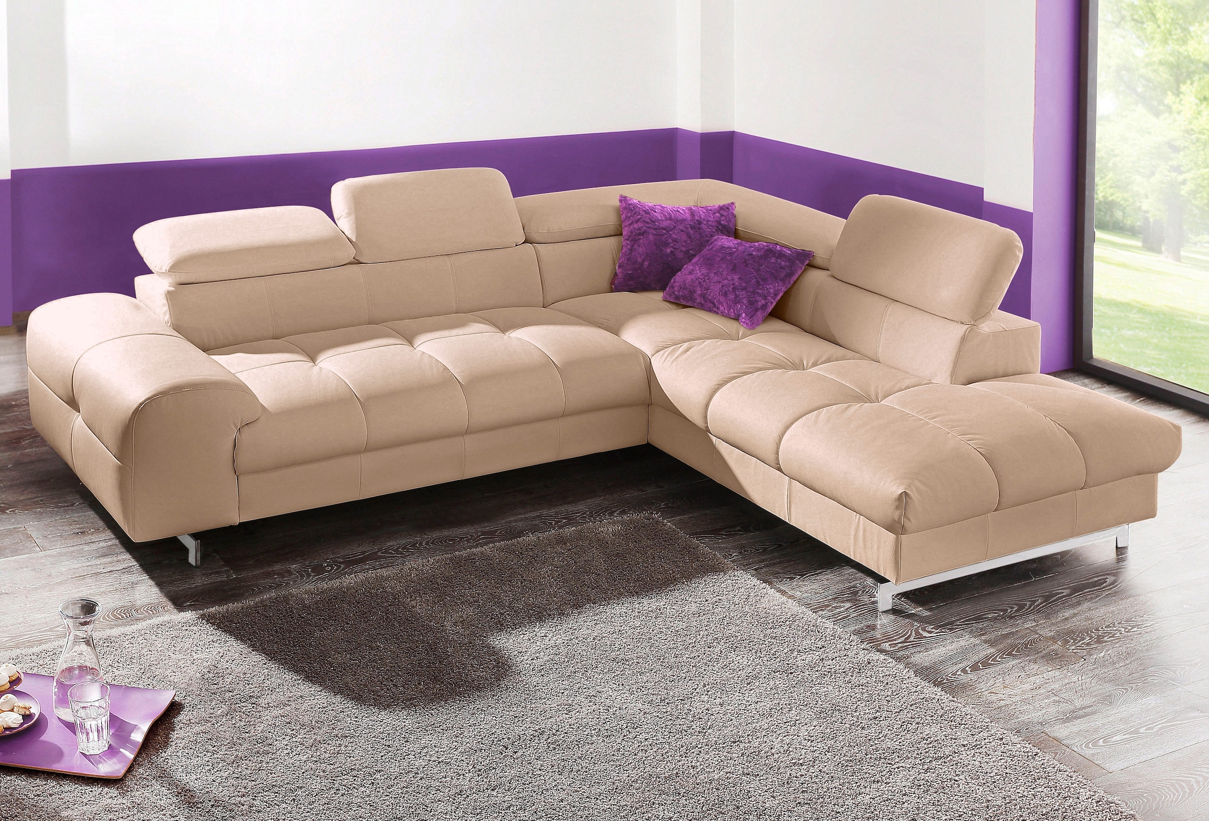 COTTA Ecksofa "Chef L-Form" mit Kopfteilverstellung, edle Metallkufen, wahl günstig online kaufen