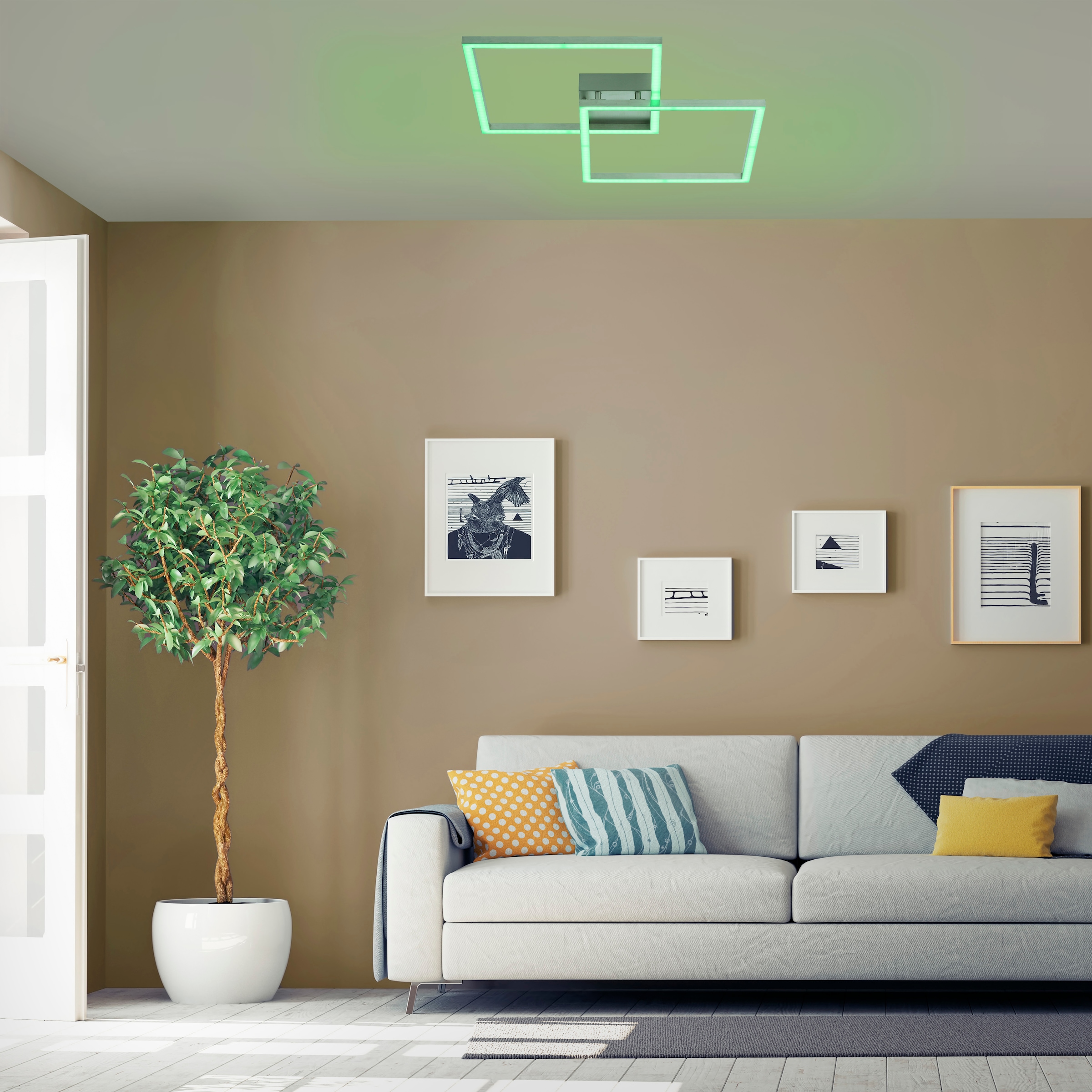 JUST LIGHT Deckenleuchte »Ls-MAXI«, 2 flammig, Leuchtmittel LED-Board | LED fest integriert, RGB+tunable white, Infrarot inkl., Fernbedienung, Smarthome fähig
