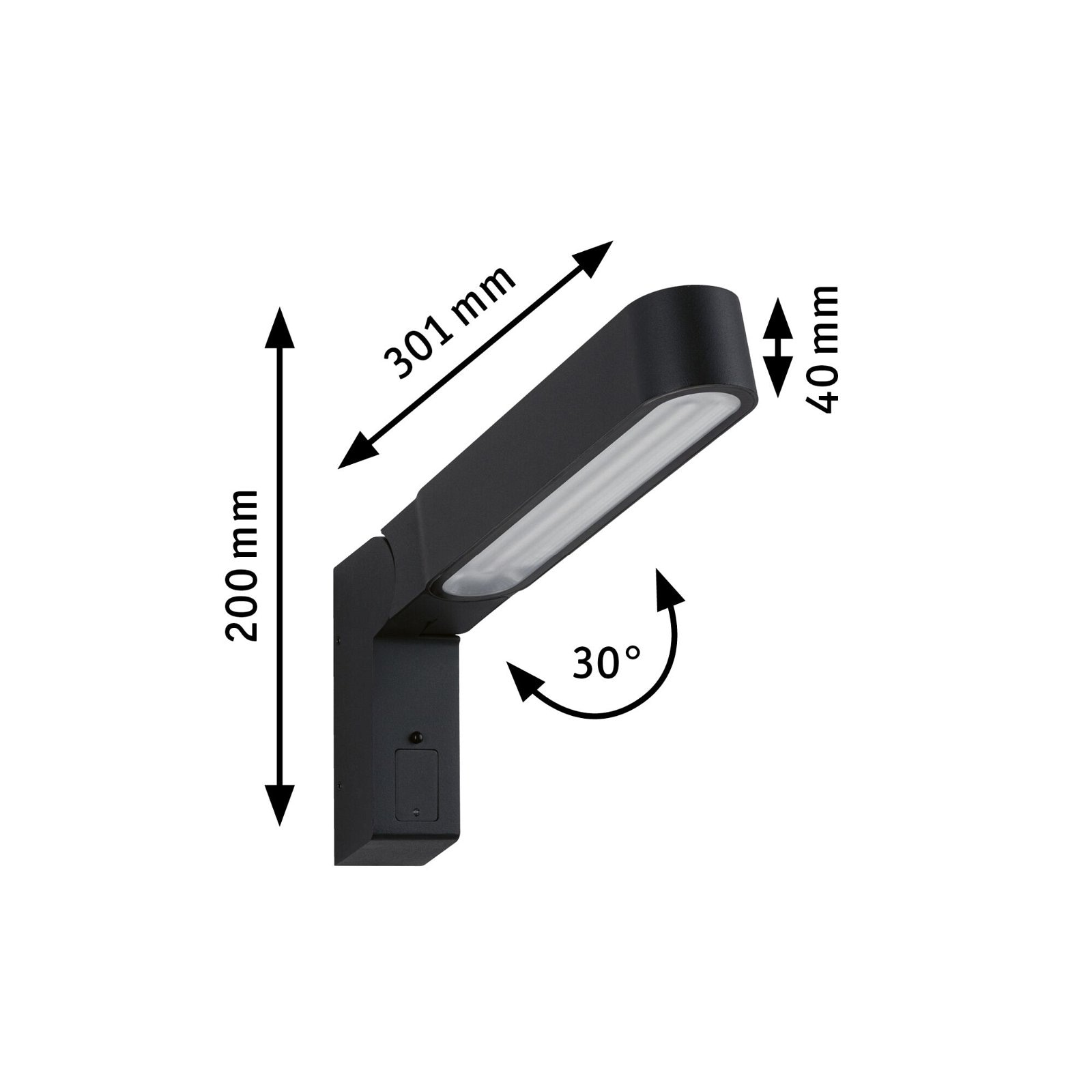 Paulmann LED Außen-Wandleuchte »House Ito 47x301mm 3000K 6W 450lm 230V 65° Anthrazit Metall Kunststoff«, 1 flammig, Bewegungsmelder Vertikale Ausrichtung IP44