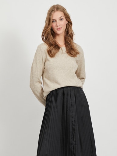 Vila Rundhalspullover »VIRIL O-NECK L/S  KNIT TOP - NOOS« Viskosemischung, regular fit