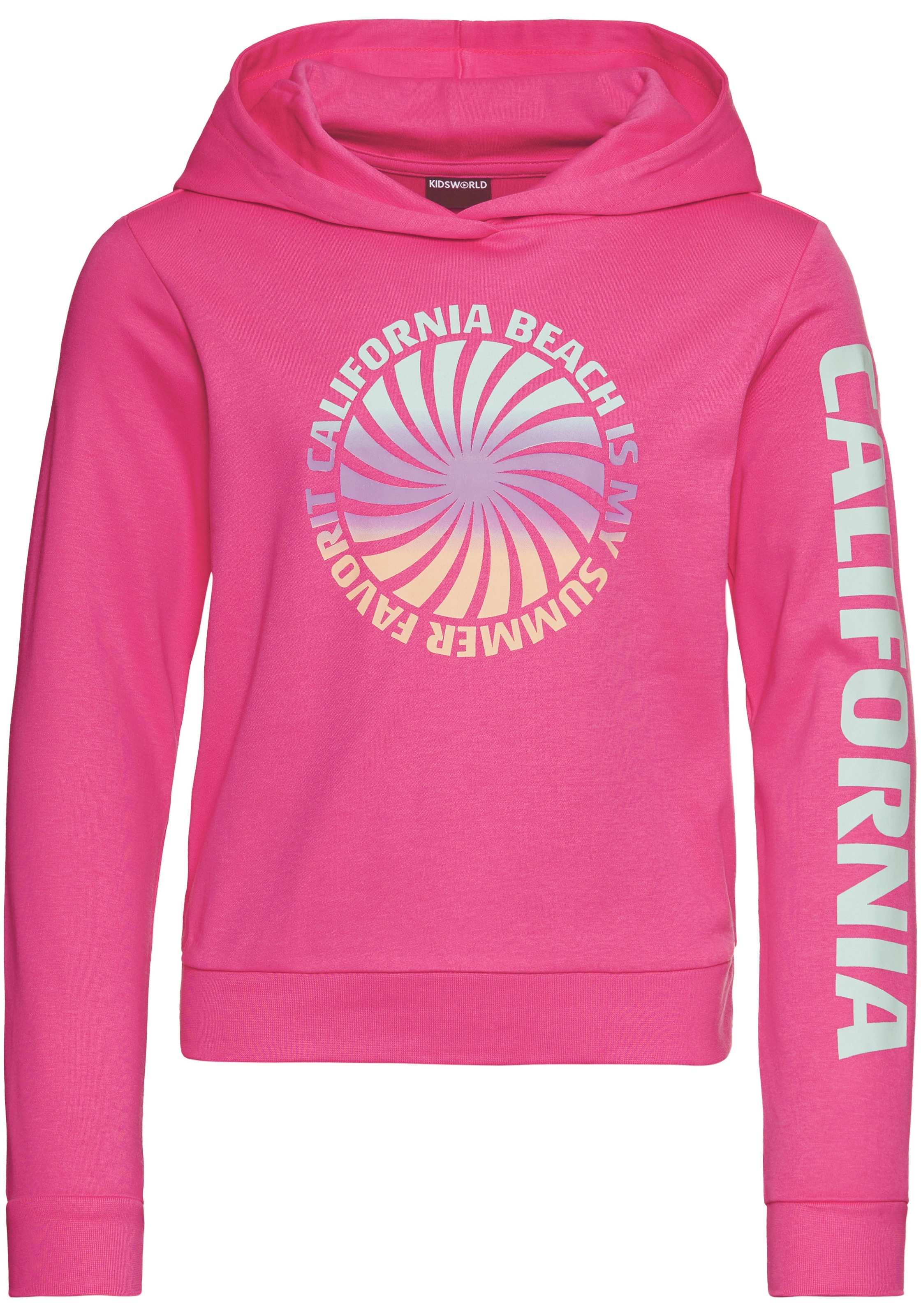 KIDSWORLD Kapuzenshirt », Langarmshirt mit Ärmelprint« Langarm,  gerade Passform,  mit coolem Aufdruck