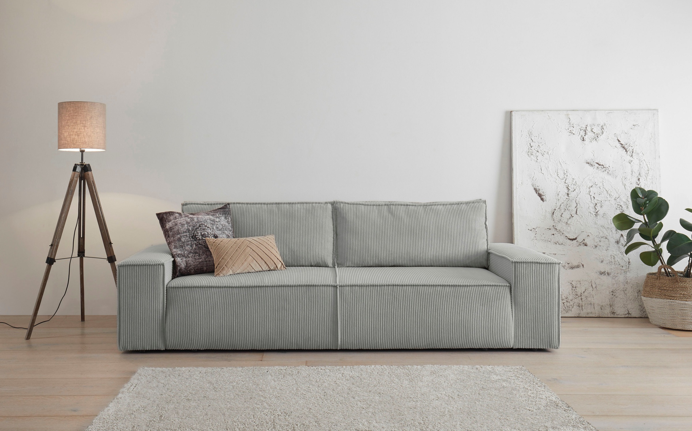 Home affaire 3-Sitzer »SHERWOOD Schlafsofa (257cm) Cord, Samtvelours, Vinta günstig online kaufen