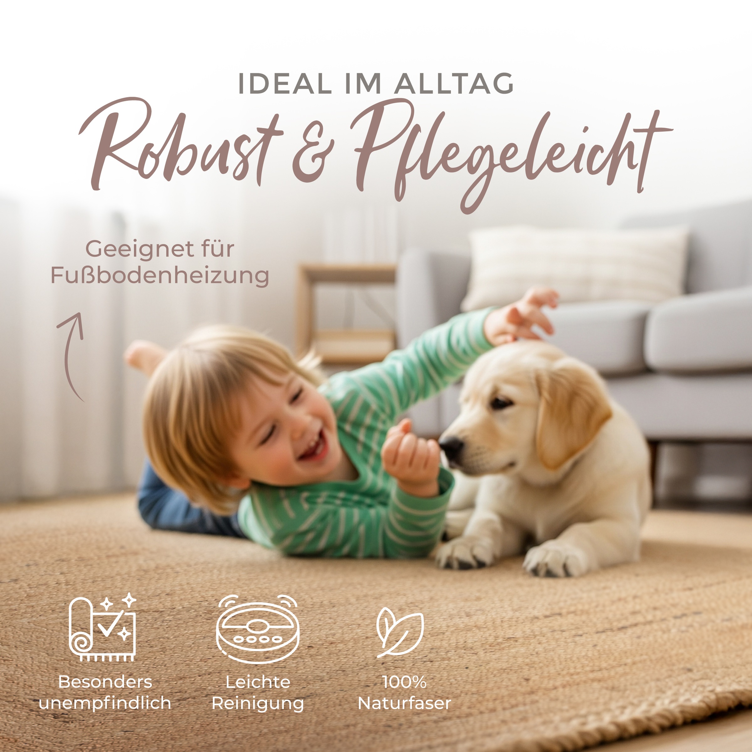 carpetfine Teppich »Nele Juteteppich Naturfaser«, rechteckig, 6 mm Höhe, geflochtener Wendeteppich aus 100% Jute, quadratisch und als Läufer