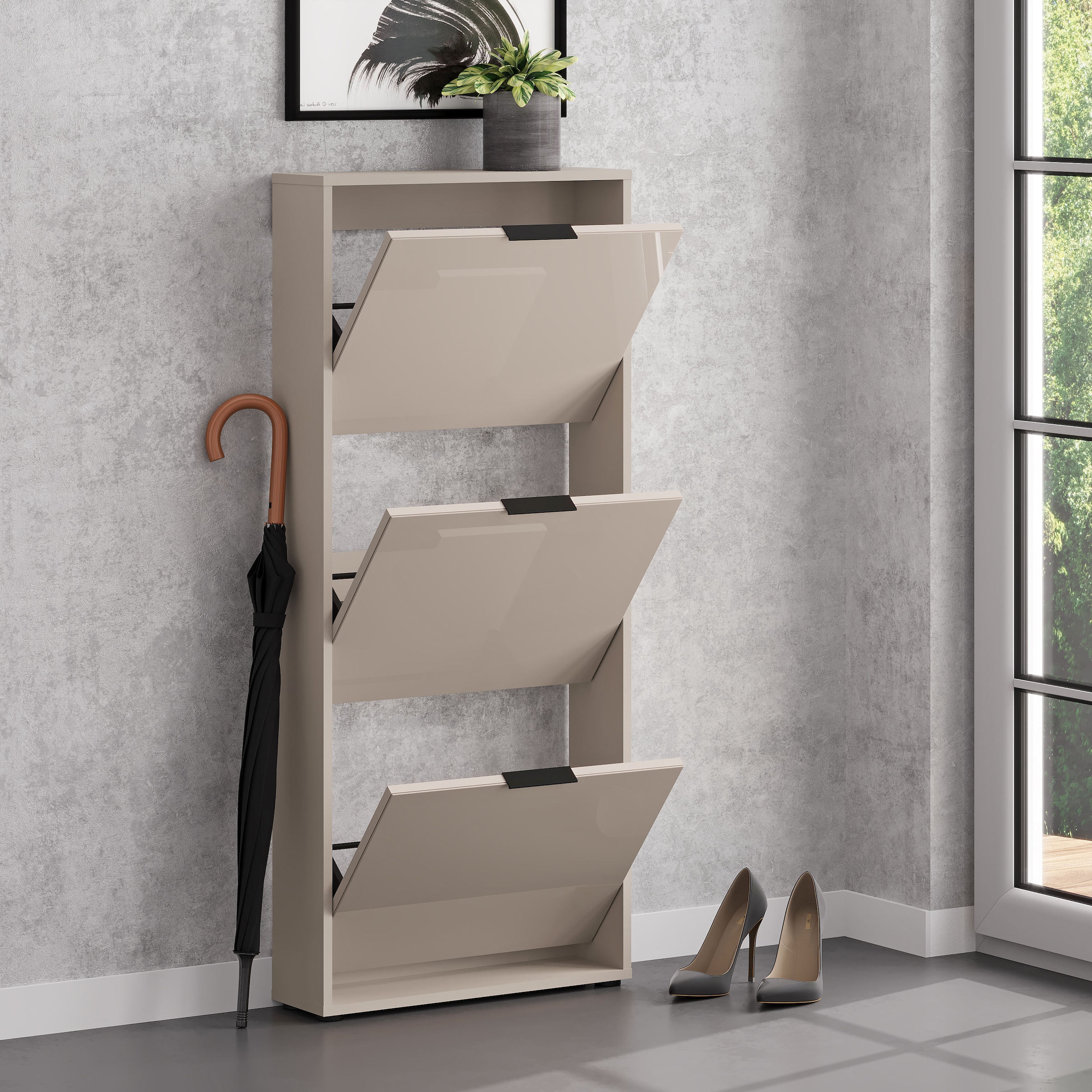 HBZ Schuhkipper »Jana Schuhkipper, Glasfronten, Metallgriffe« 1 Stk. tlg. Breite 60cm, Glasfront, Metallgriffe