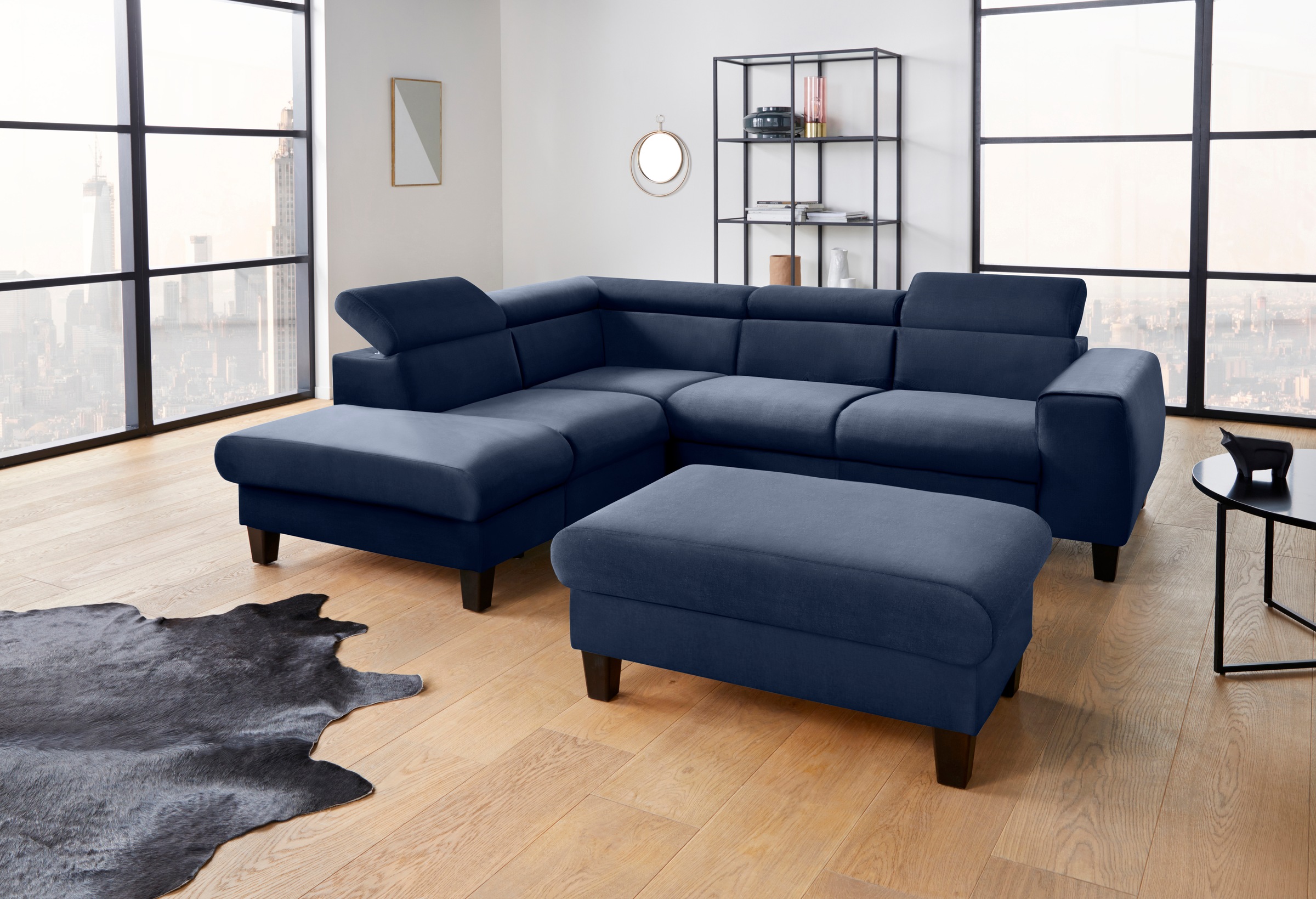 COTTA Ecksofa »Morven L-Form mit Kopfteilverstellung«, wahlweise mit Bettfunktion, Bettkasten & Wireless-Charger