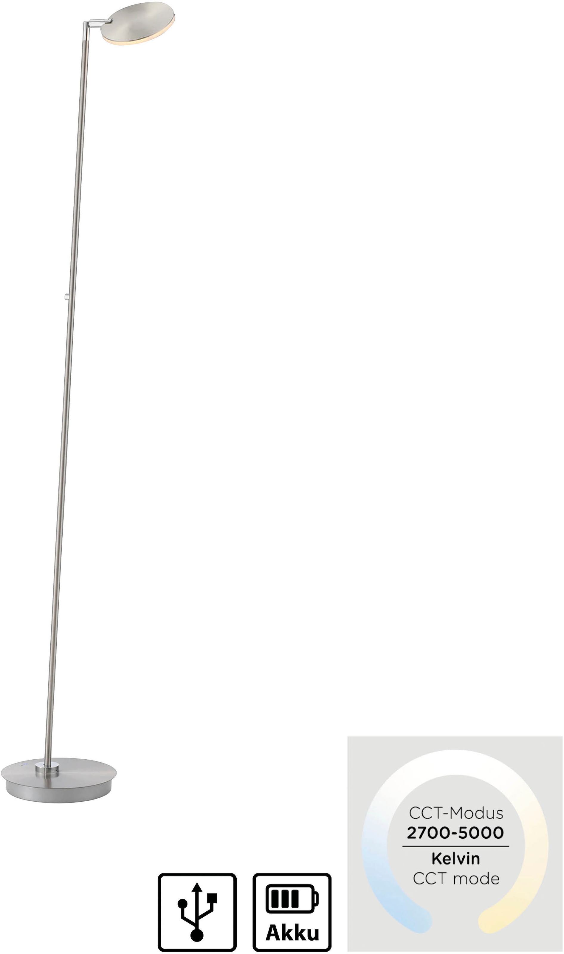 Paul Neuhaus LED Stehlampe »AKKU BENTE« LED-Board 1 Stk. warmweiß - kaltweiß Tastdimmer, CCT 2700-5000K, Memory, Akku betrieben, flexibel