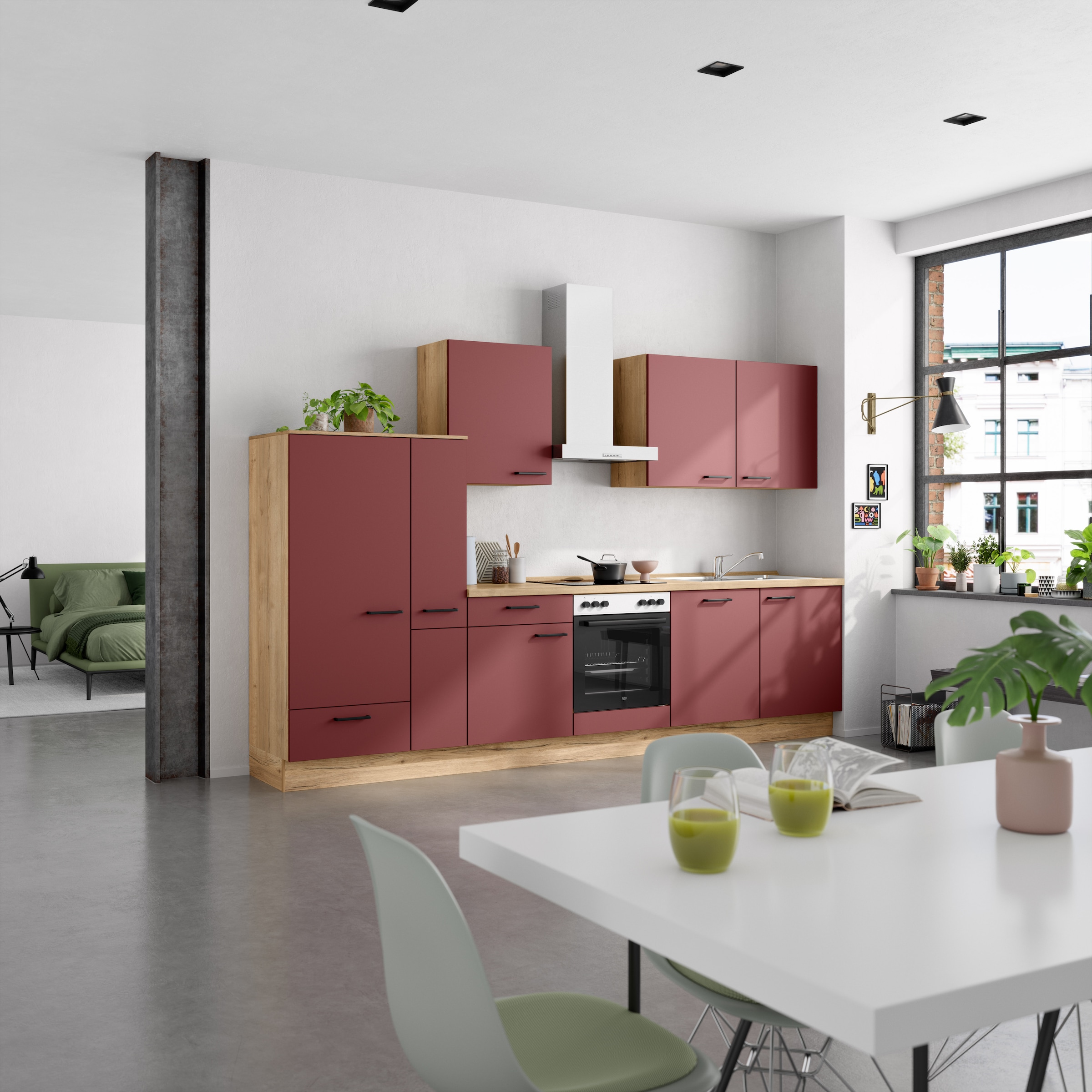 nobilia® Küchenzeile »"Easytouch I"«, vormontiert, Ausrichtung wählbar, Breite 330 cm, wahlw. mit E-Geräten