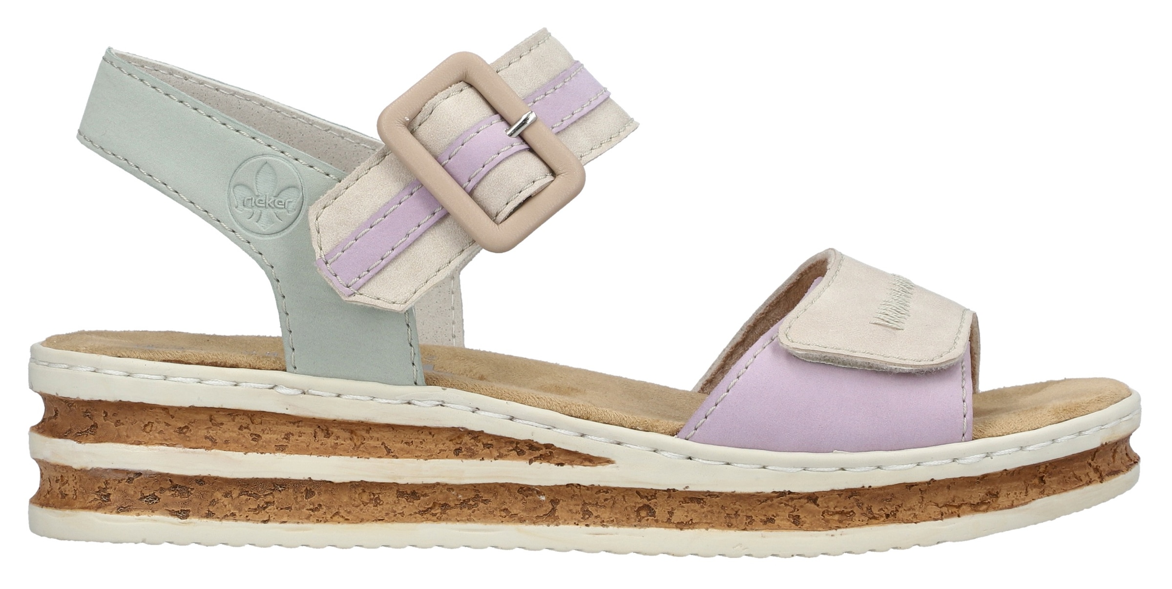 Rieker Keilsandalette, Sommerschuh, Urlaubschuh, Sandale mit regulierbaren Klettverschlüssen