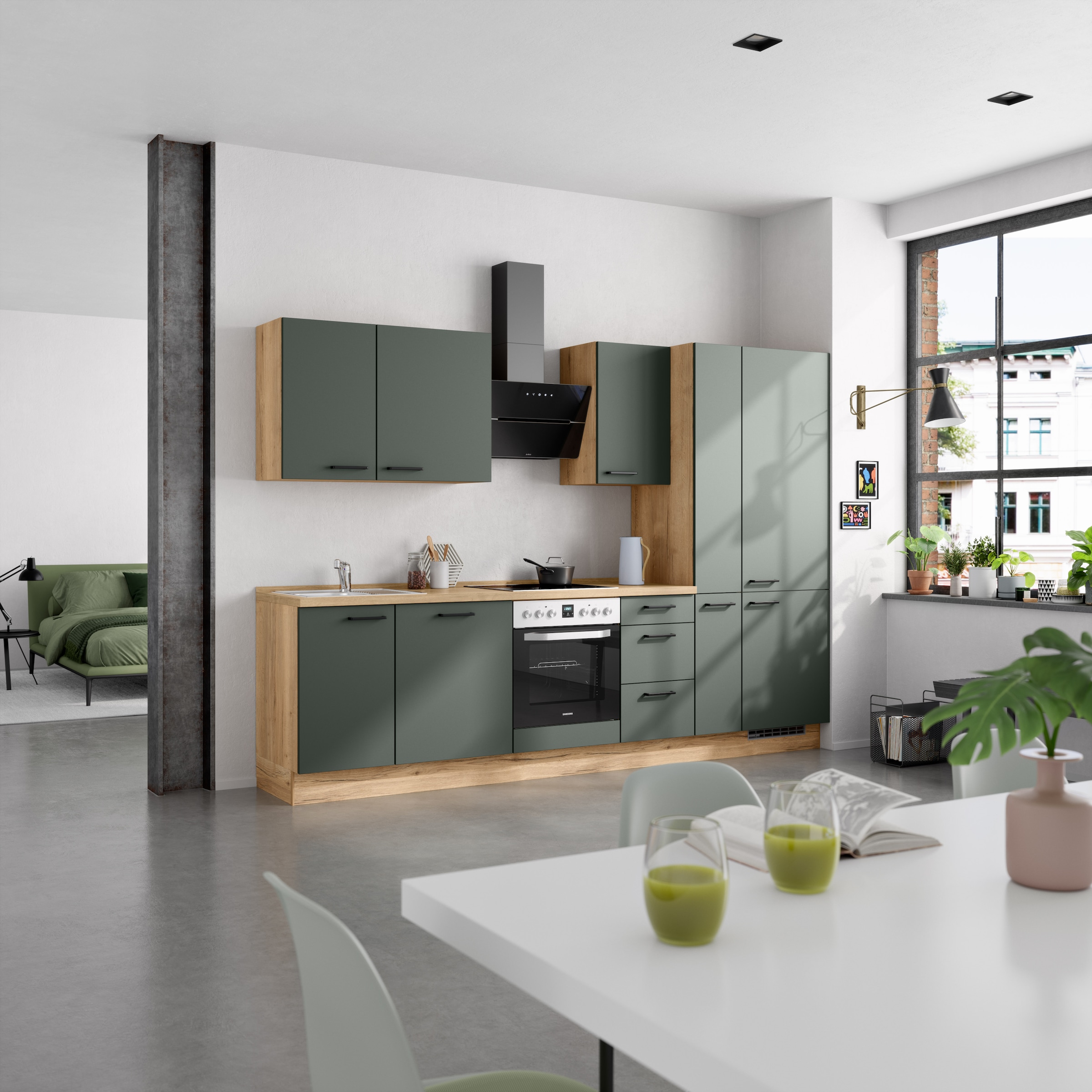 nobilia® Küchenzeile »"Easytouch II"«, vormontiert, Ausrichtung wählbar, Breite 300 cm, wahlw. mit E-Geräten