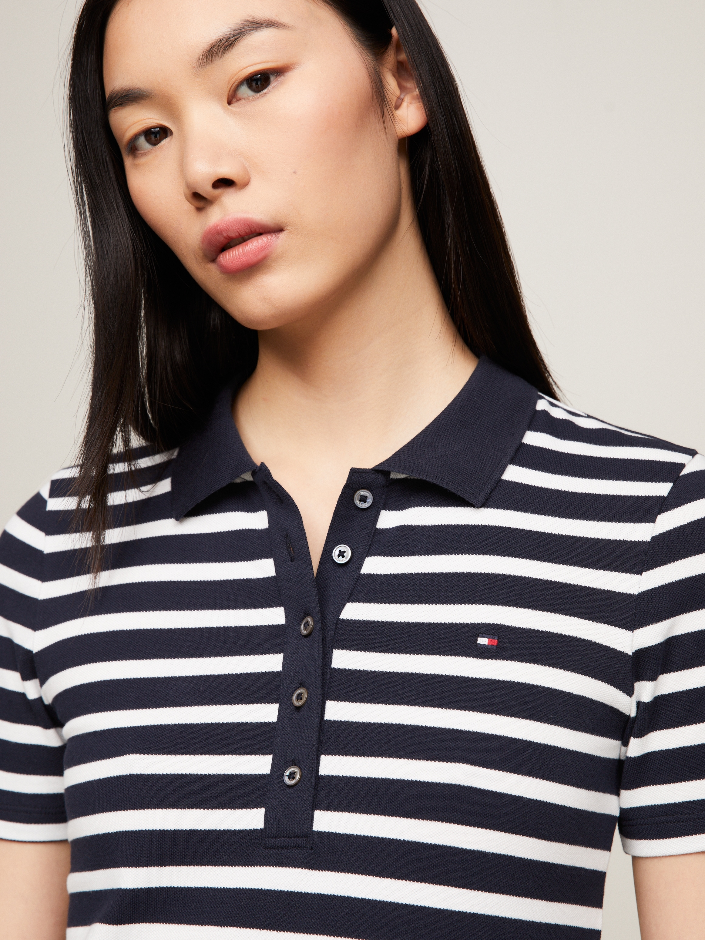 Tommy Hilfiger Poloshirt »1985 SLIM PIQUE STRIPE POLO SS«, mit dezenter Tommy Hilfiger Logostickerei