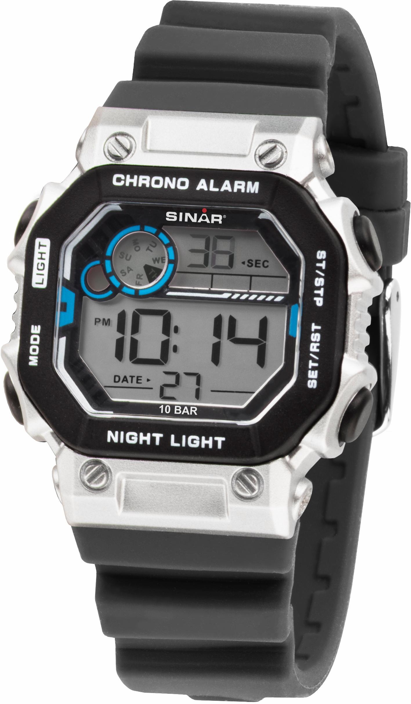 SINAR Chronograph »XE-55-19«, Armbanduhr, Quarzuhr, Kinderuhr, digital, Datum, Stoppfunktion