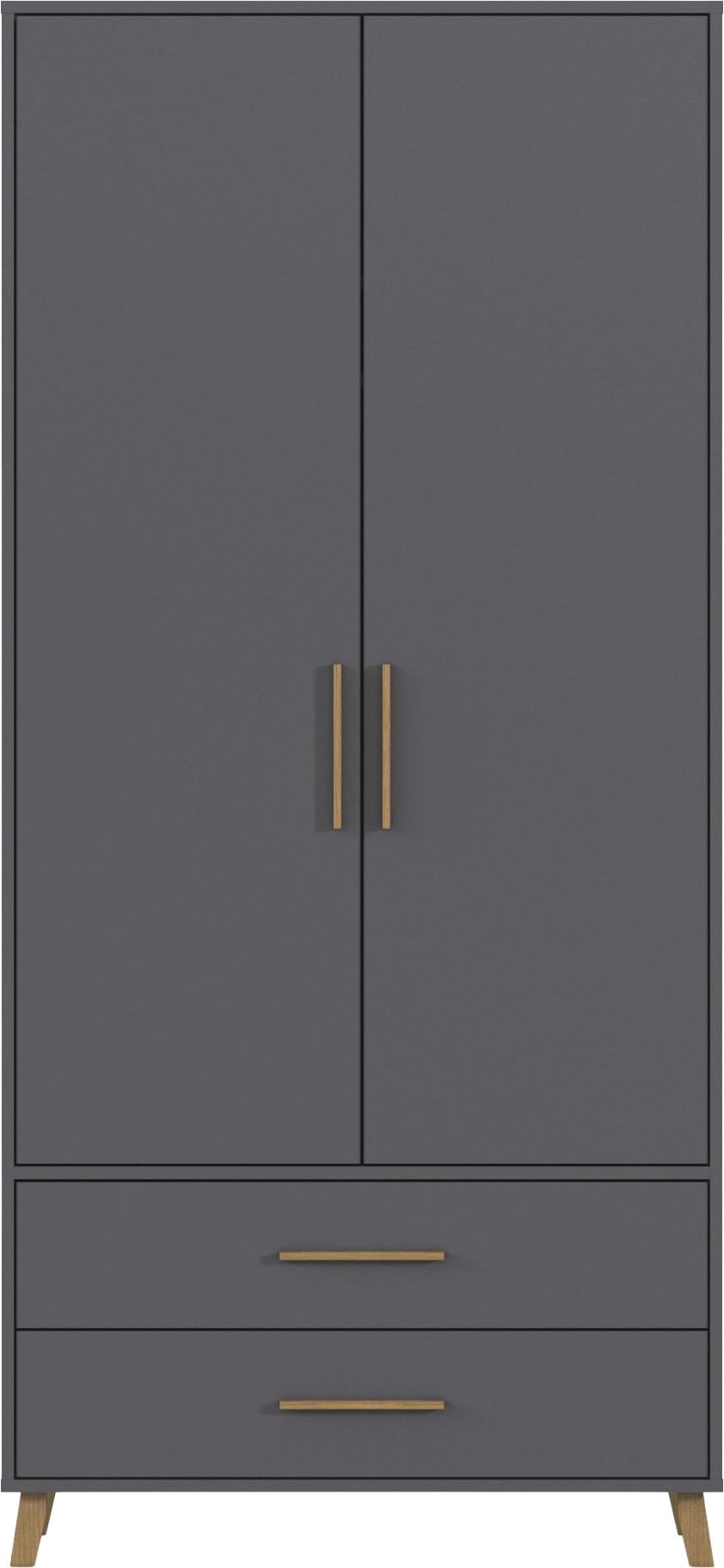 rauch Drehtürenschrank »Kleiderschrank Schrank Garderobe SHINJO Breiten 93/140/187 cm« in 3 verschiedenen Ausstattungen BASIC/CLASSIC/PREMIUM,  Griffe und Füße aus Massivholz mit 2 Schubladen MADE IN GERMANY