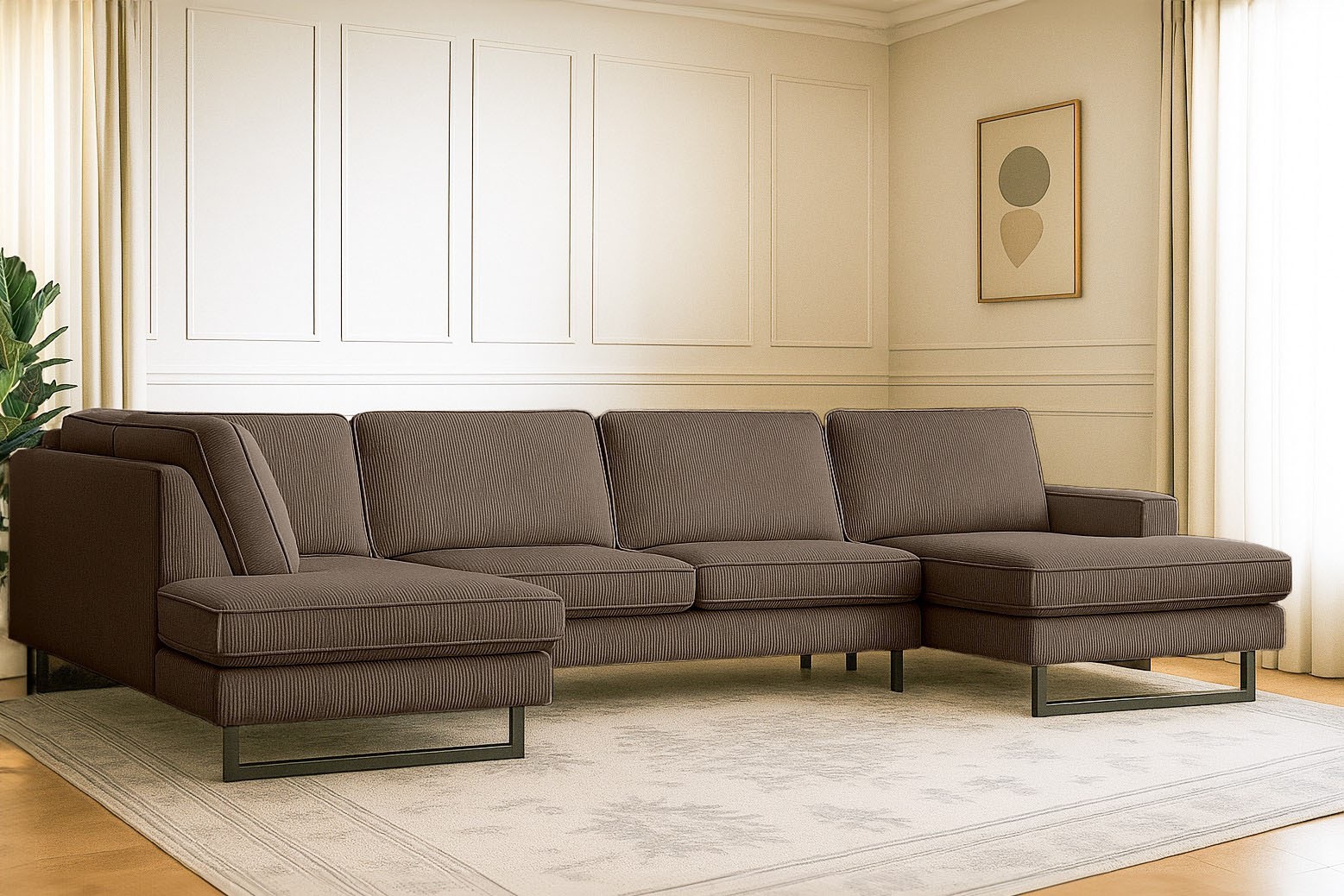 PLACES OF STYLE Wohnlandschaft »Pinto, 350 cm, U-Form, XXL, mit Ottomanen« günstig online kaufen