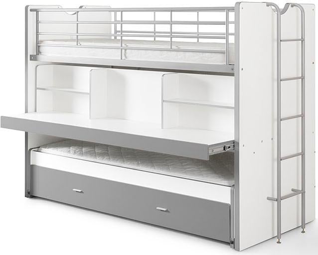 Vipack Hochbett »Bonny, mit 3 Schlafgelegenheiten, super praktisch im Kinderzimmer«, (B/H/T ca. 222x161x102cm, Dekor Oberfläche, in verschieden Farben), mit großer Schreibplatte, Regalfächern, viel Funktion auf kleinem Raum