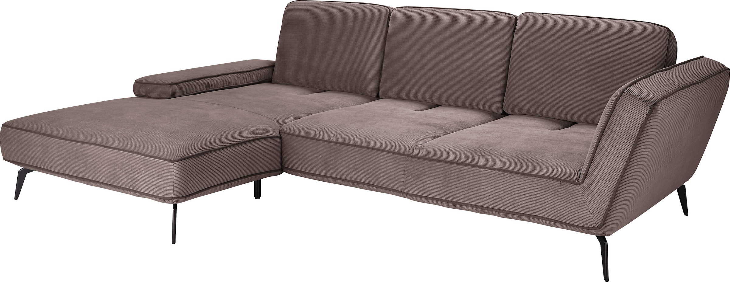 set one by Musterring Ecksofa »SO 4500, Füße schwarz matt, inkl Schwenkrückenfunktion, Cord, L-Form« wahlweise mit Kopfstütze/Armteilverstellung/Rückenneigung